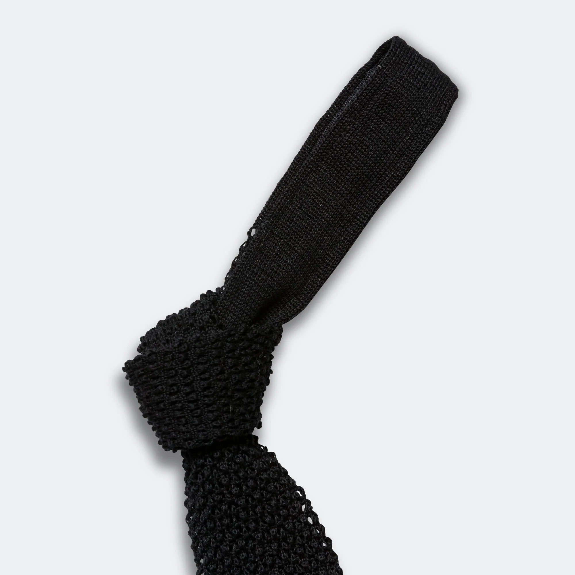 Cotton Knit Tie Solid - Black - Image 2