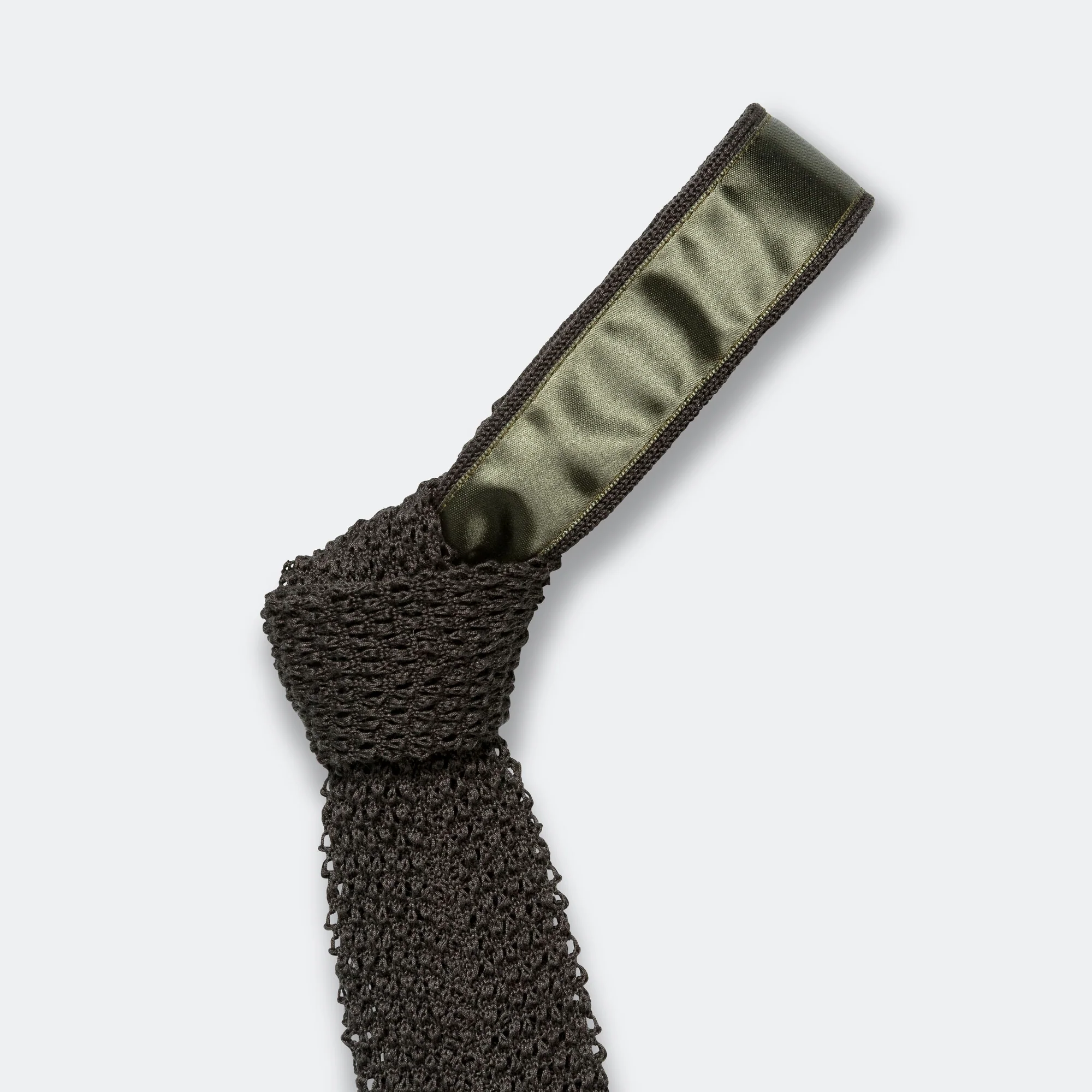 Cotton Knit Tie Solid - Olive - Image 2