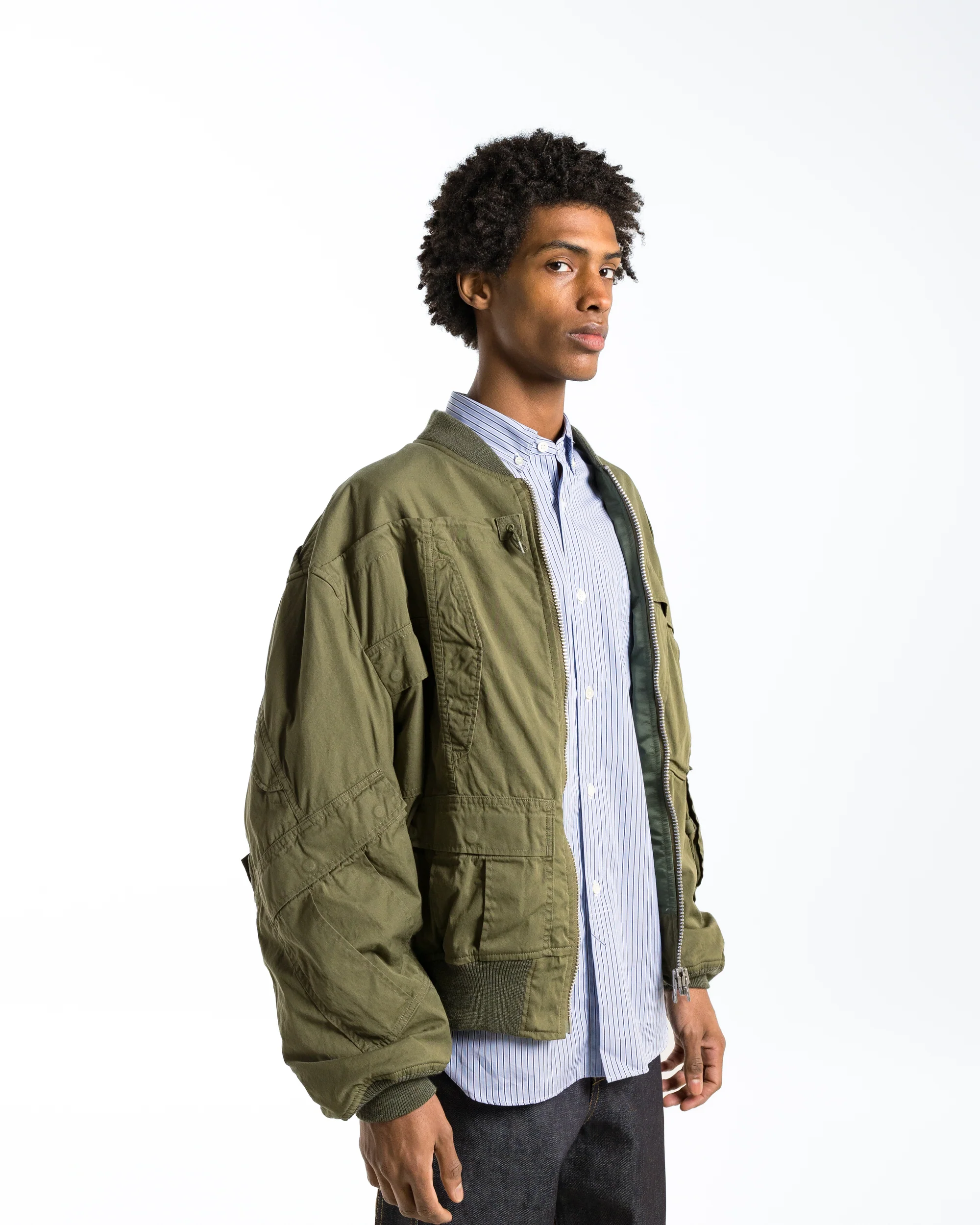 Cotton Nylon Bomber x Needles - Khaki - Image 3