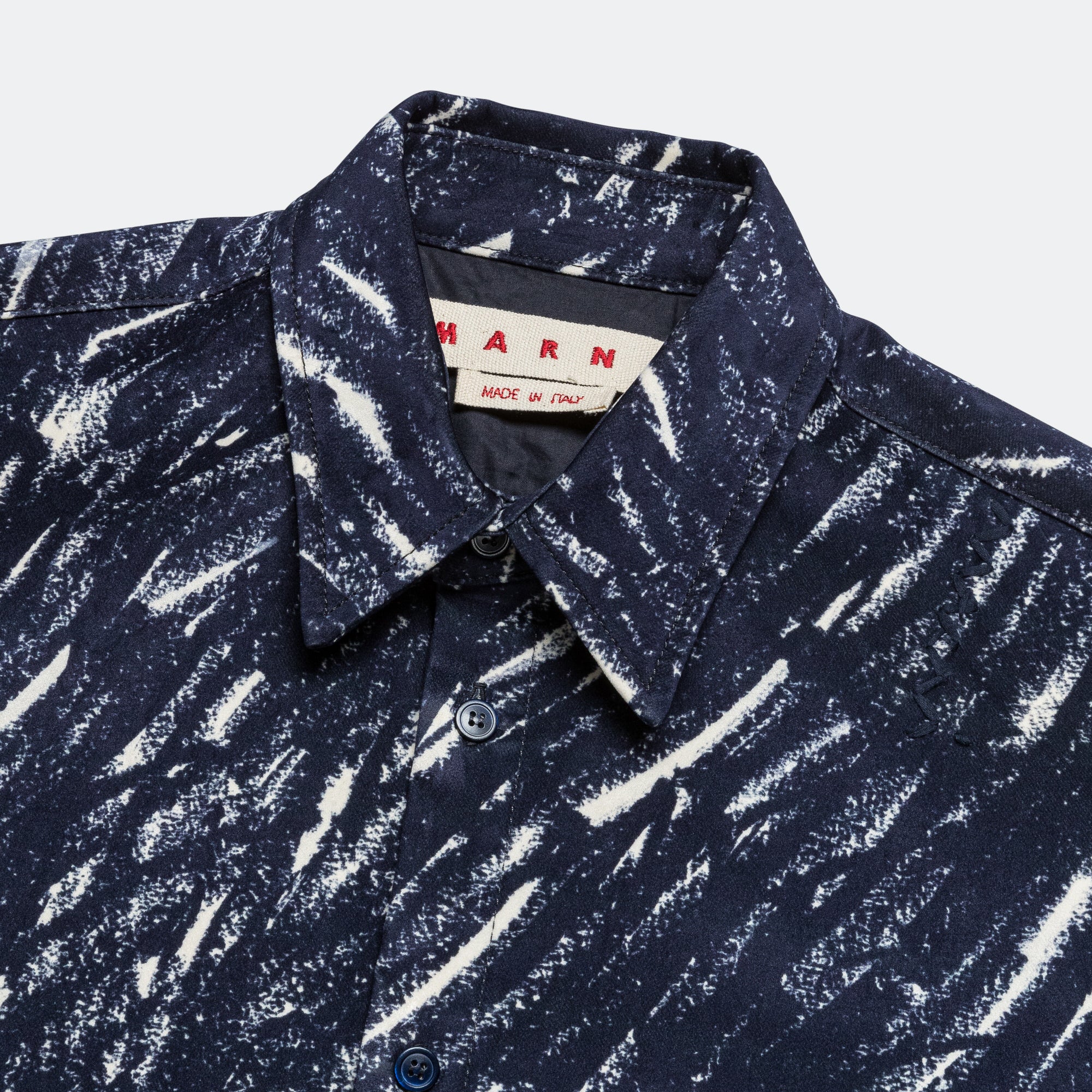 Crayon Pattern Flocked Denim Shirt - Blue - Image 2