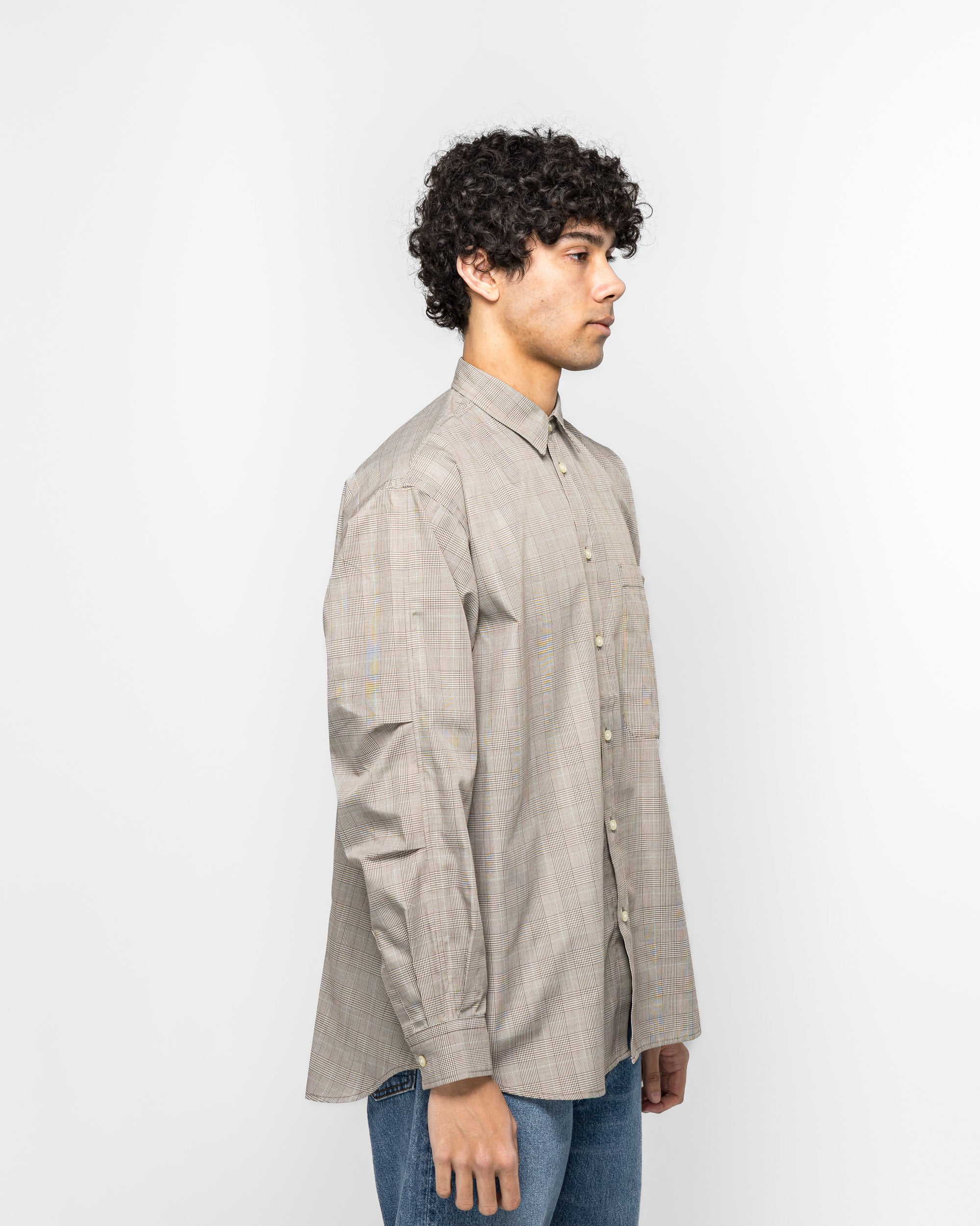 Tech REGULARSHIRT L/S - Glen Check Beige - Image 3