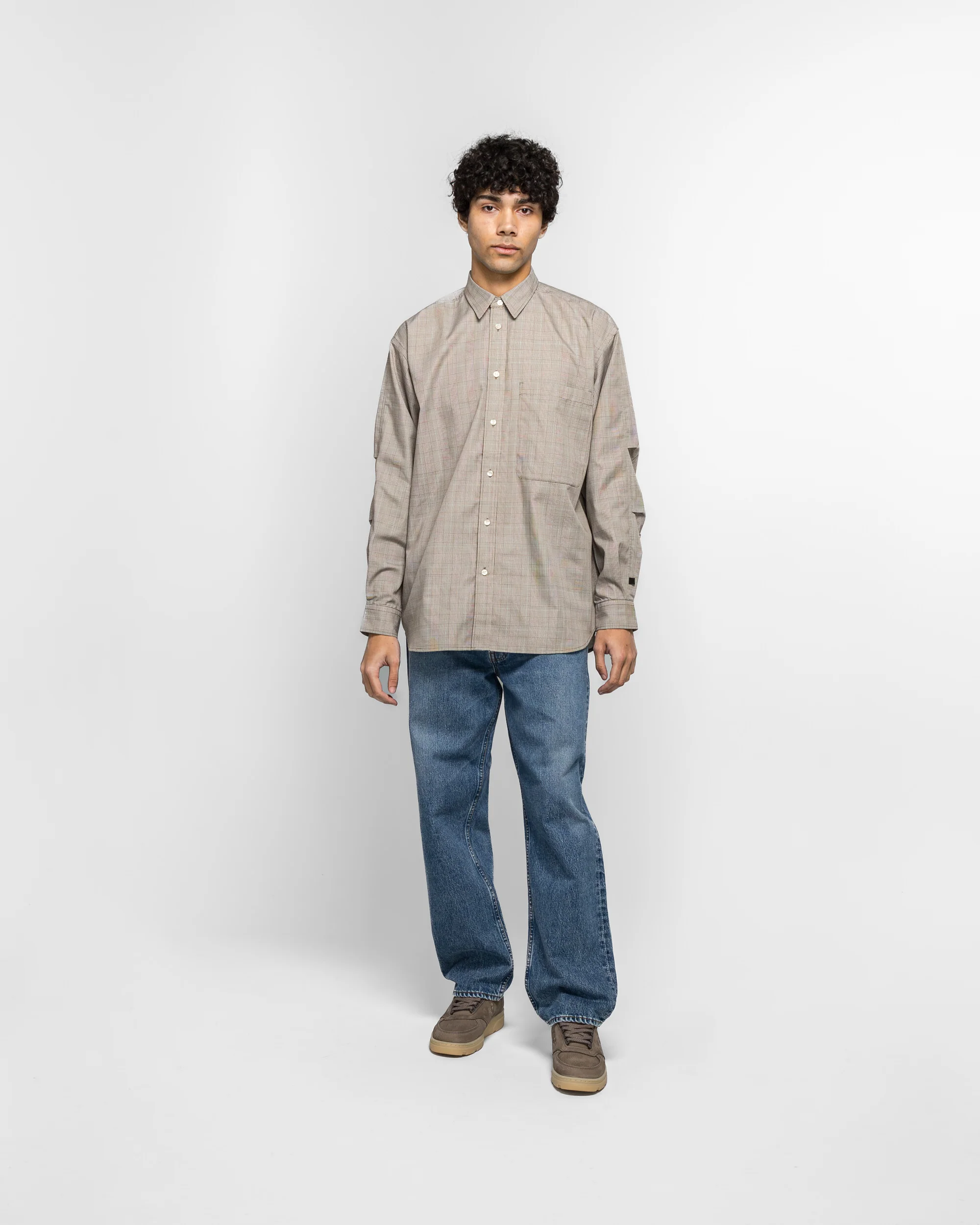 Tech REGULARSHIRT L/S - Glen Check Beige - Image 6