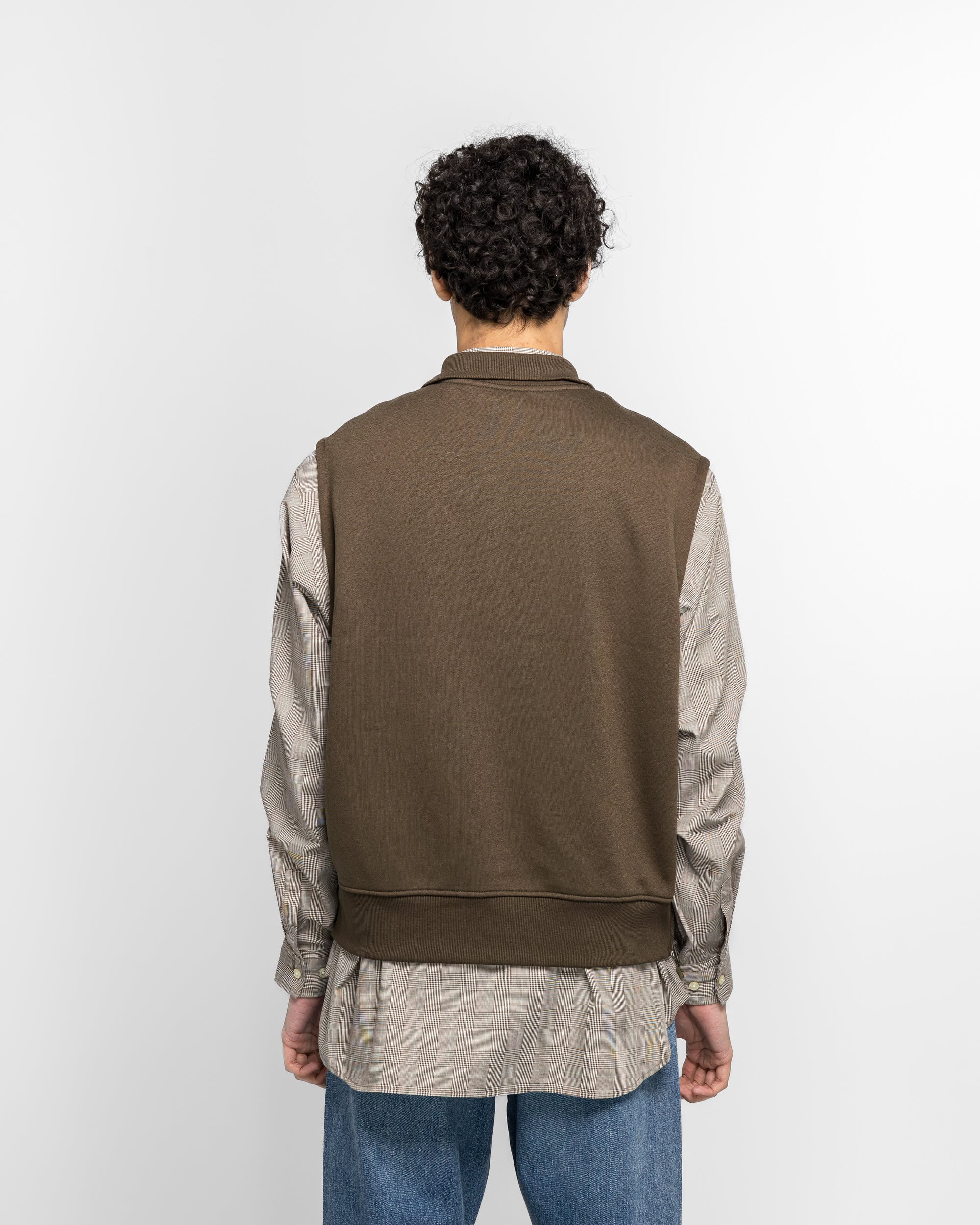 Tech Sweat Zip Vest Pullover - Brown Khaki - Image 4
