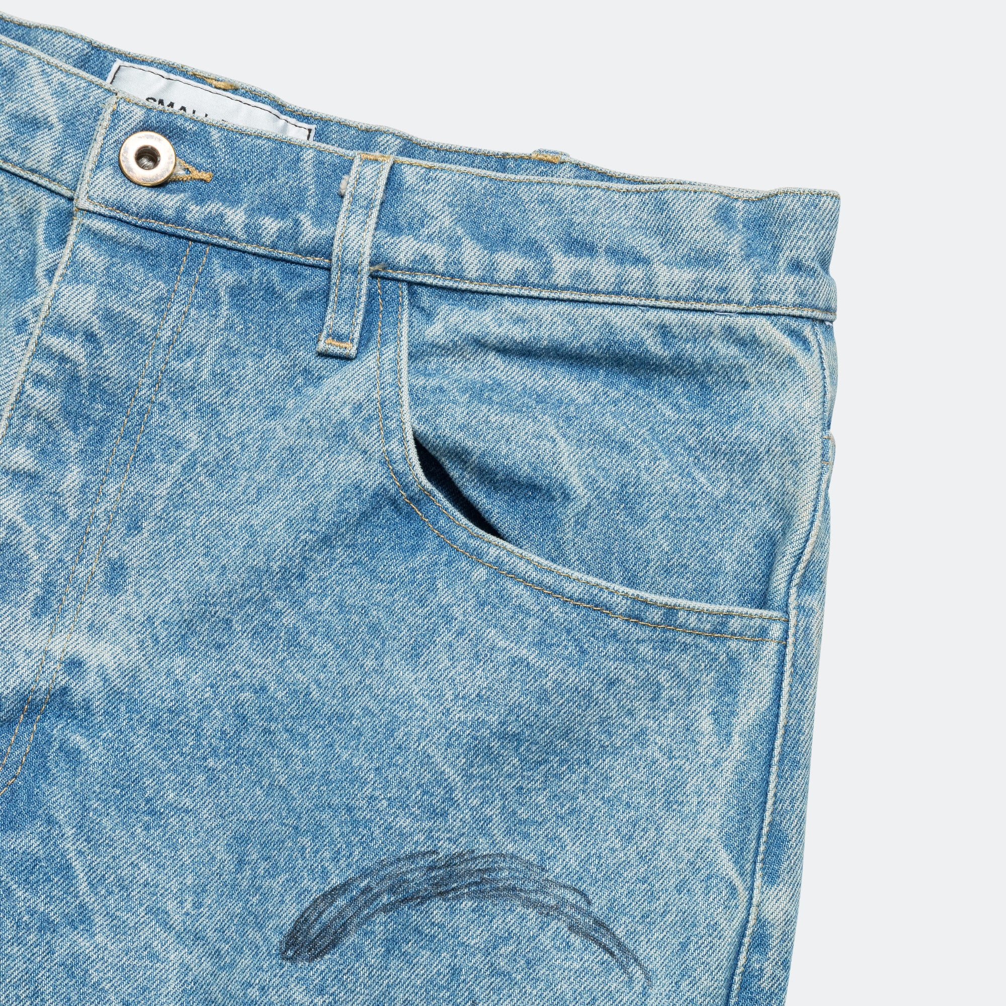 Denim Marker Drawn Jeans - Blue Indigo - Image 3