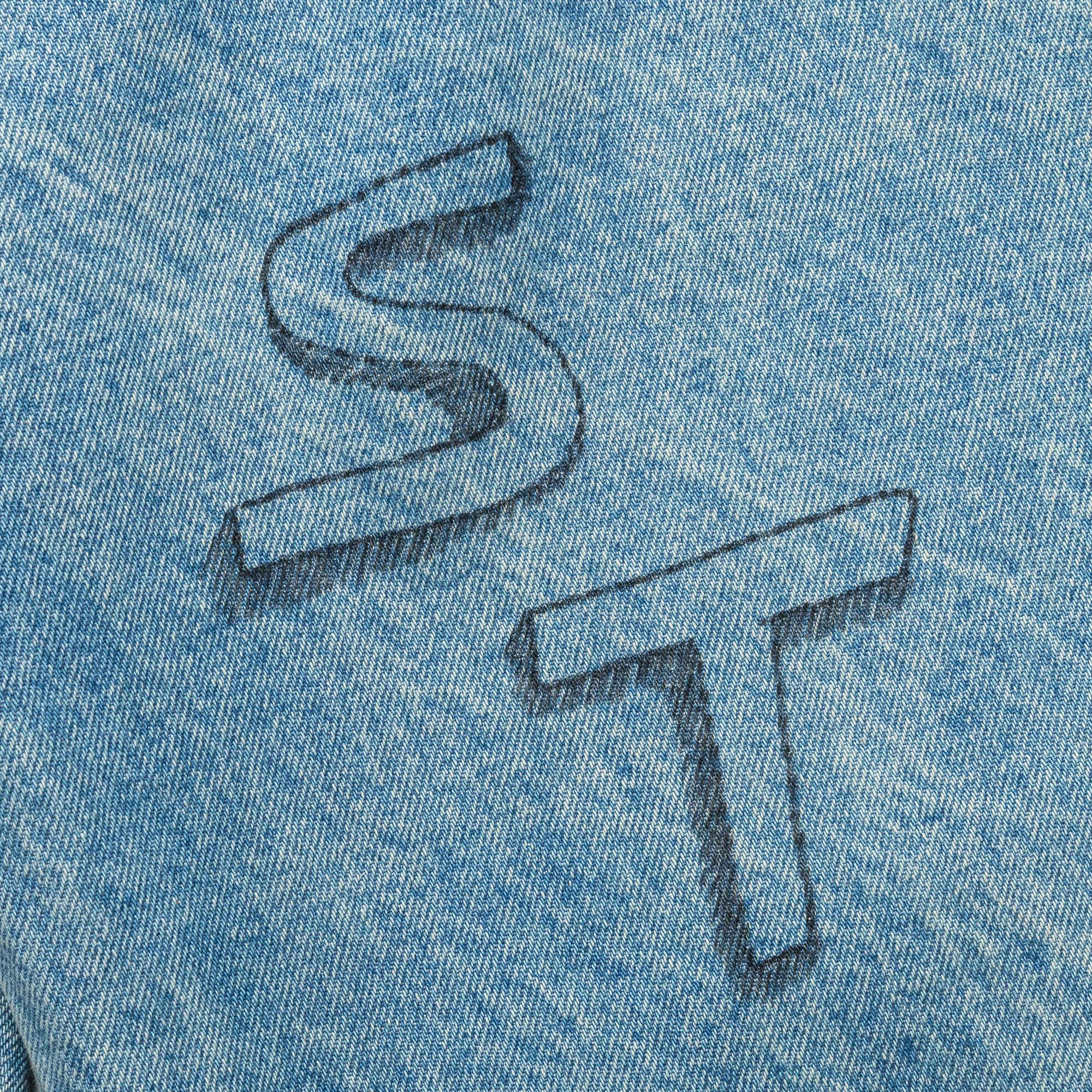 Denim Marker Drawn Jeans - Blue Indigo - Image 4