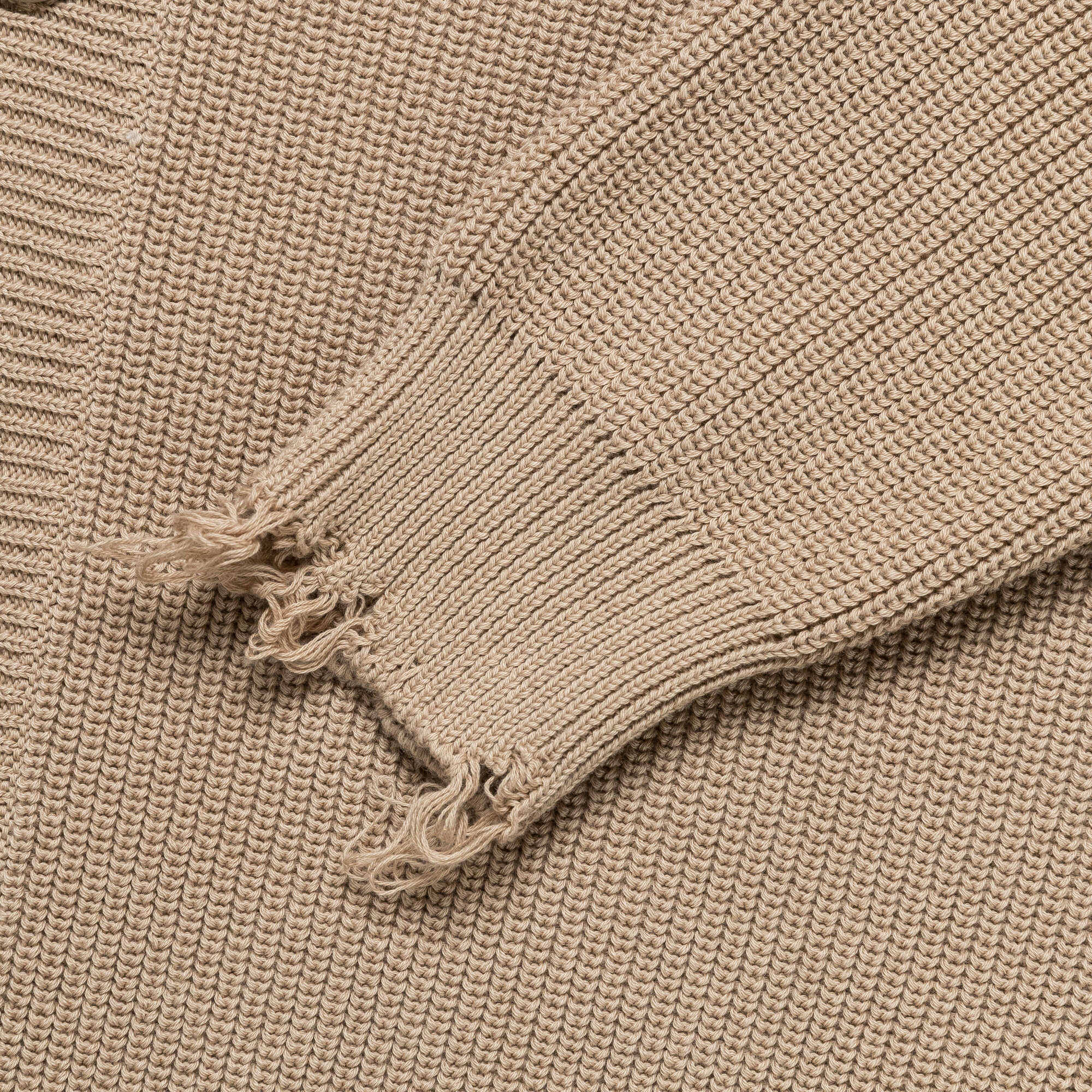 Distressed Button-Up Cardigan - Beige - Image 6