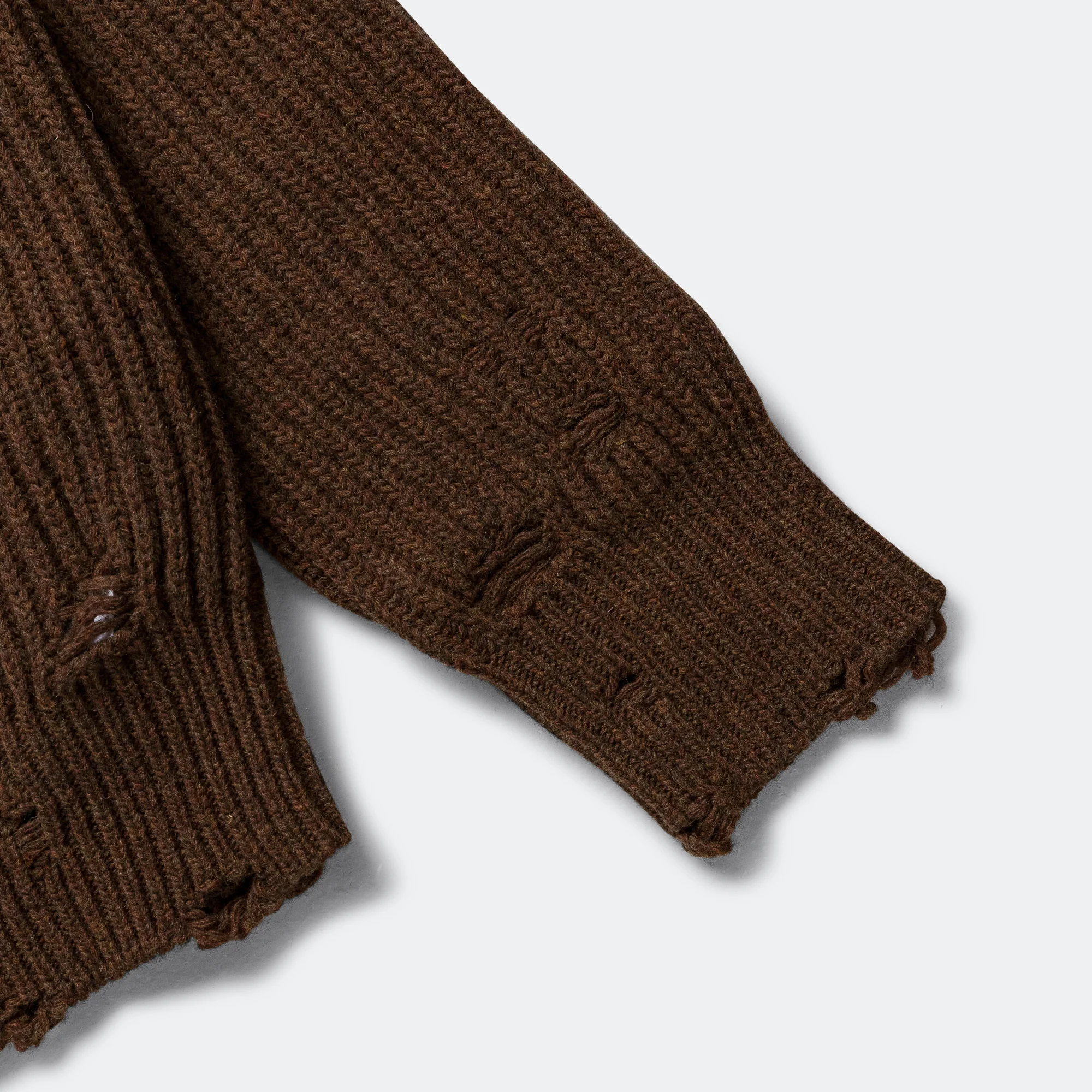 Distressed Zip-Up Knit - Beige Melange - Image 5