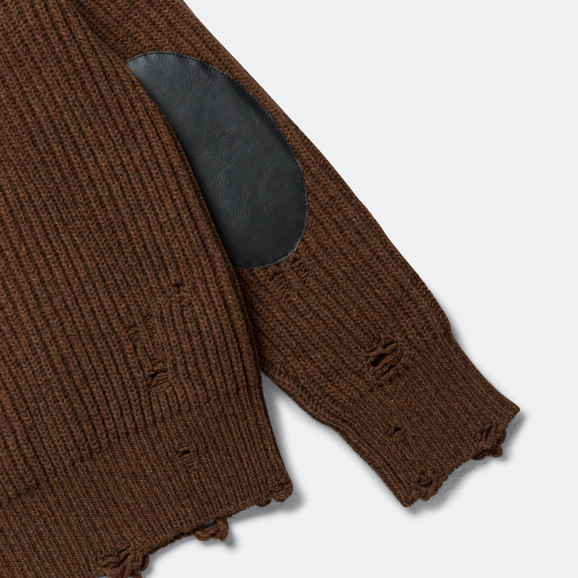 Distressed Zip-Up Knit - Beige Melange - Image 7