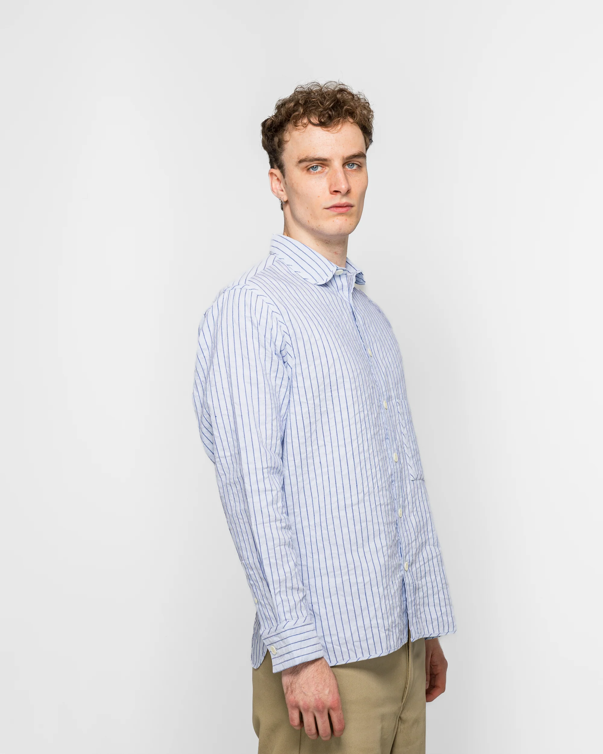 The Gardeners Shirt - Blue Raised Stripe - Image 3