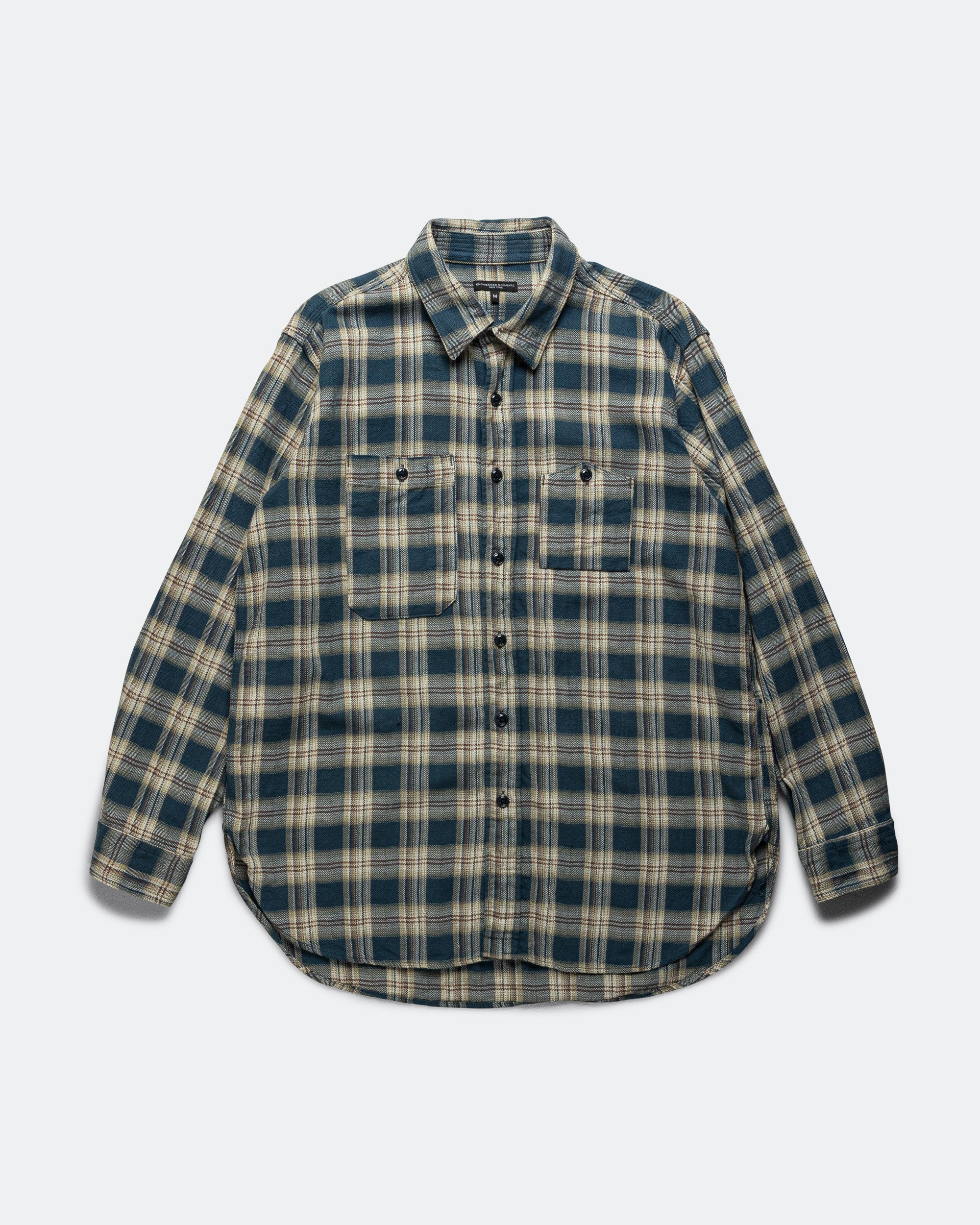 Work Shirt - Navy Cotton Plaid Jacquard