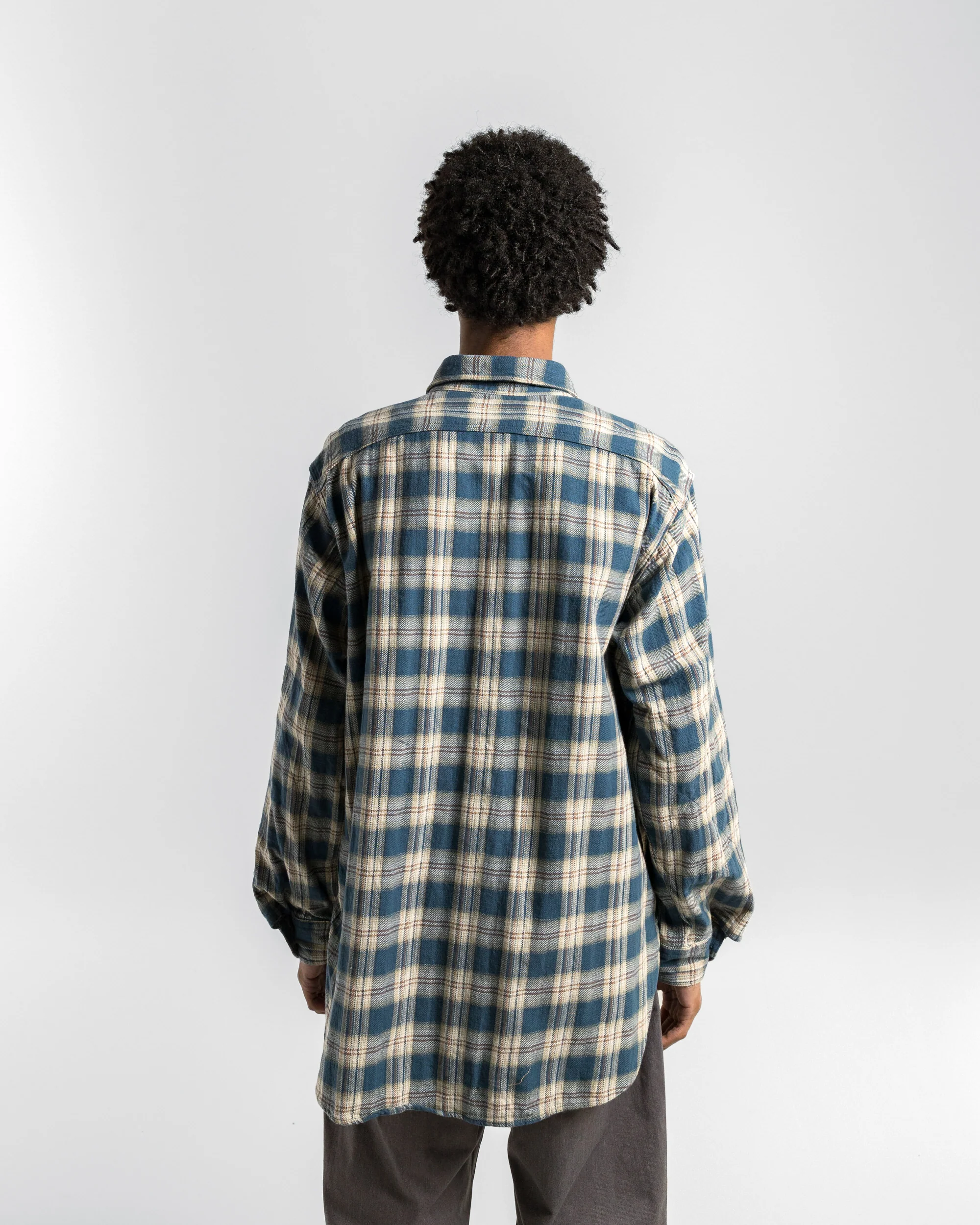 Work Shirt - Navy Cotton Plaid Jacquard - Image 4