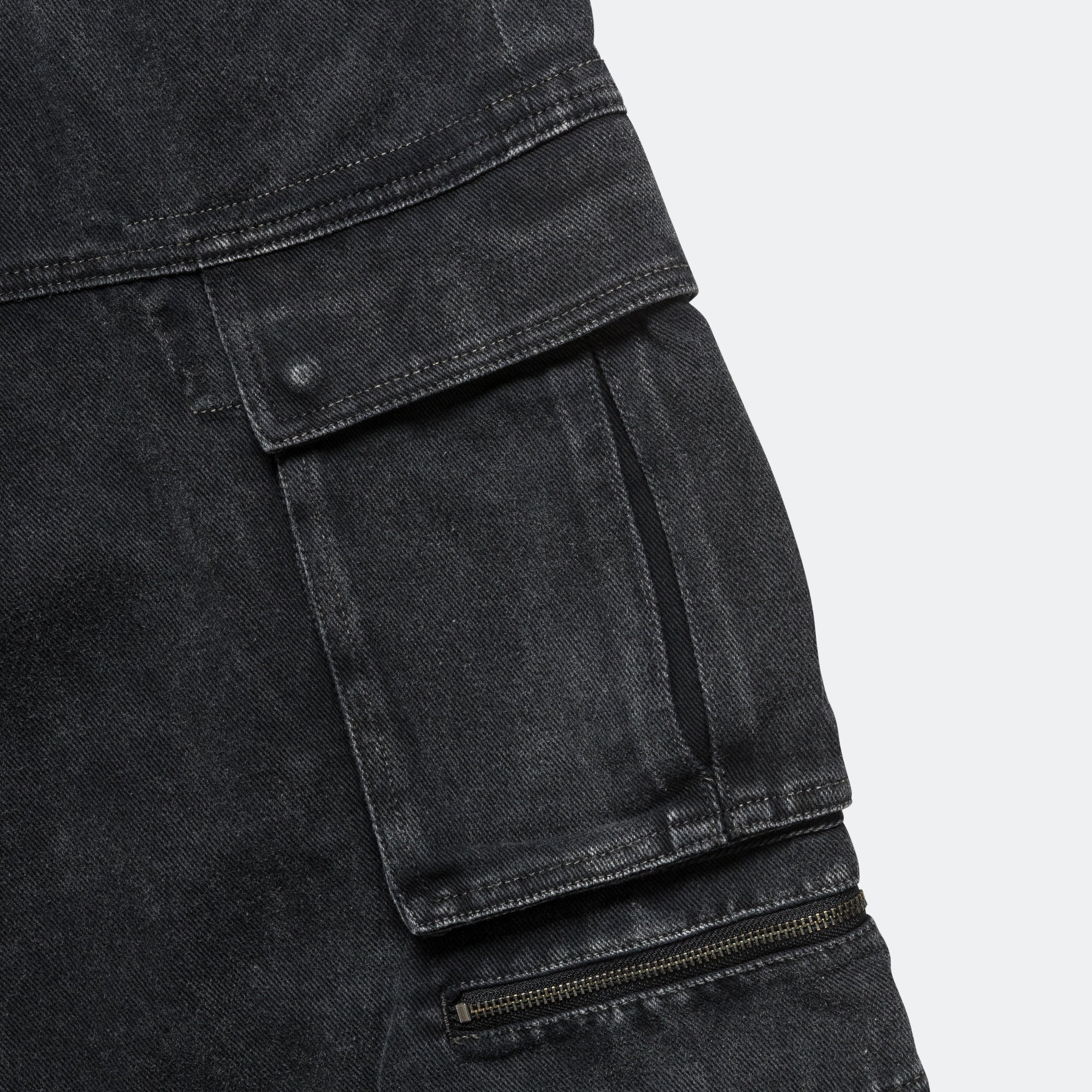 Faded Cargo Shorts - Black - Image 4
