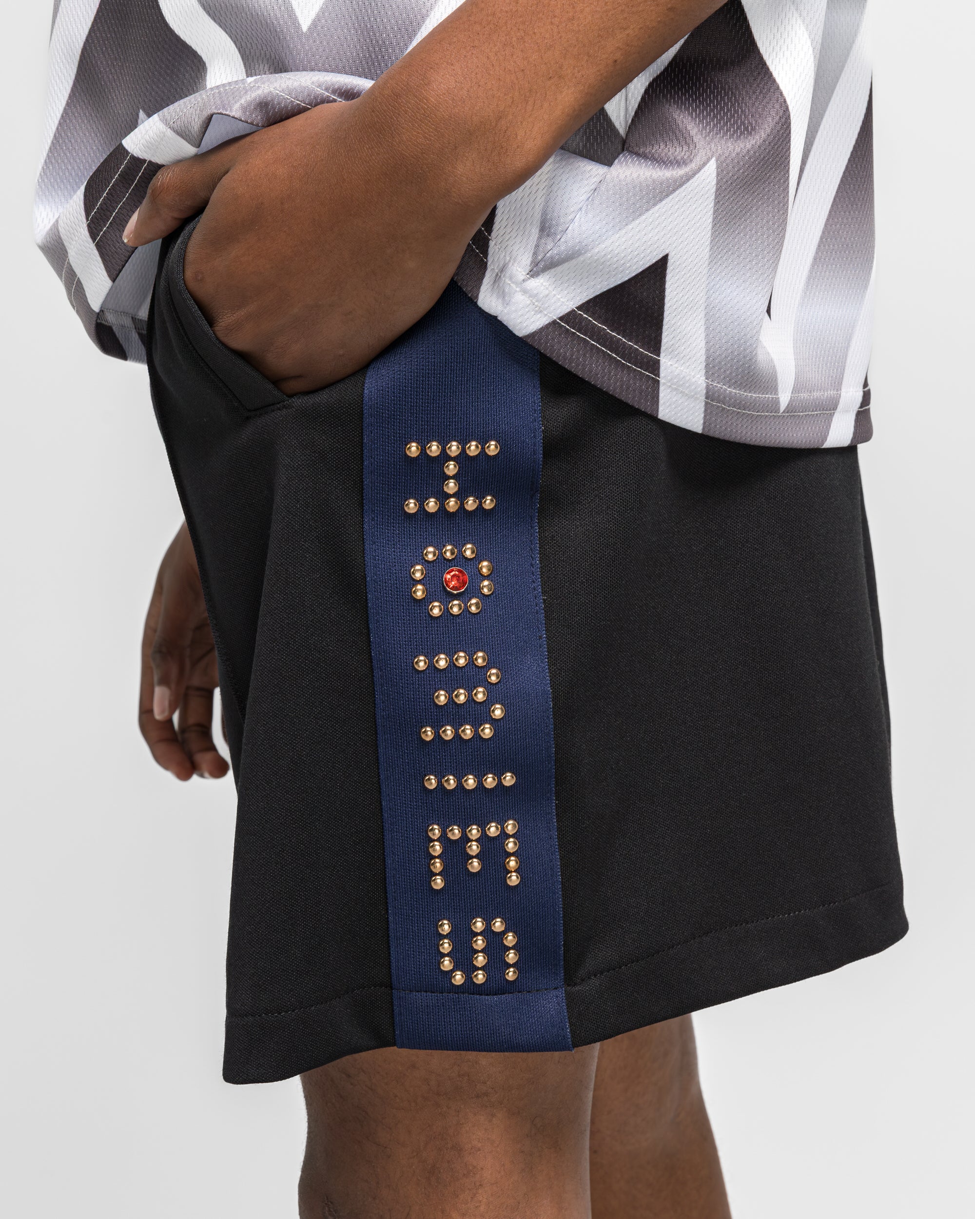 Studded Track Short - Black - Image 5