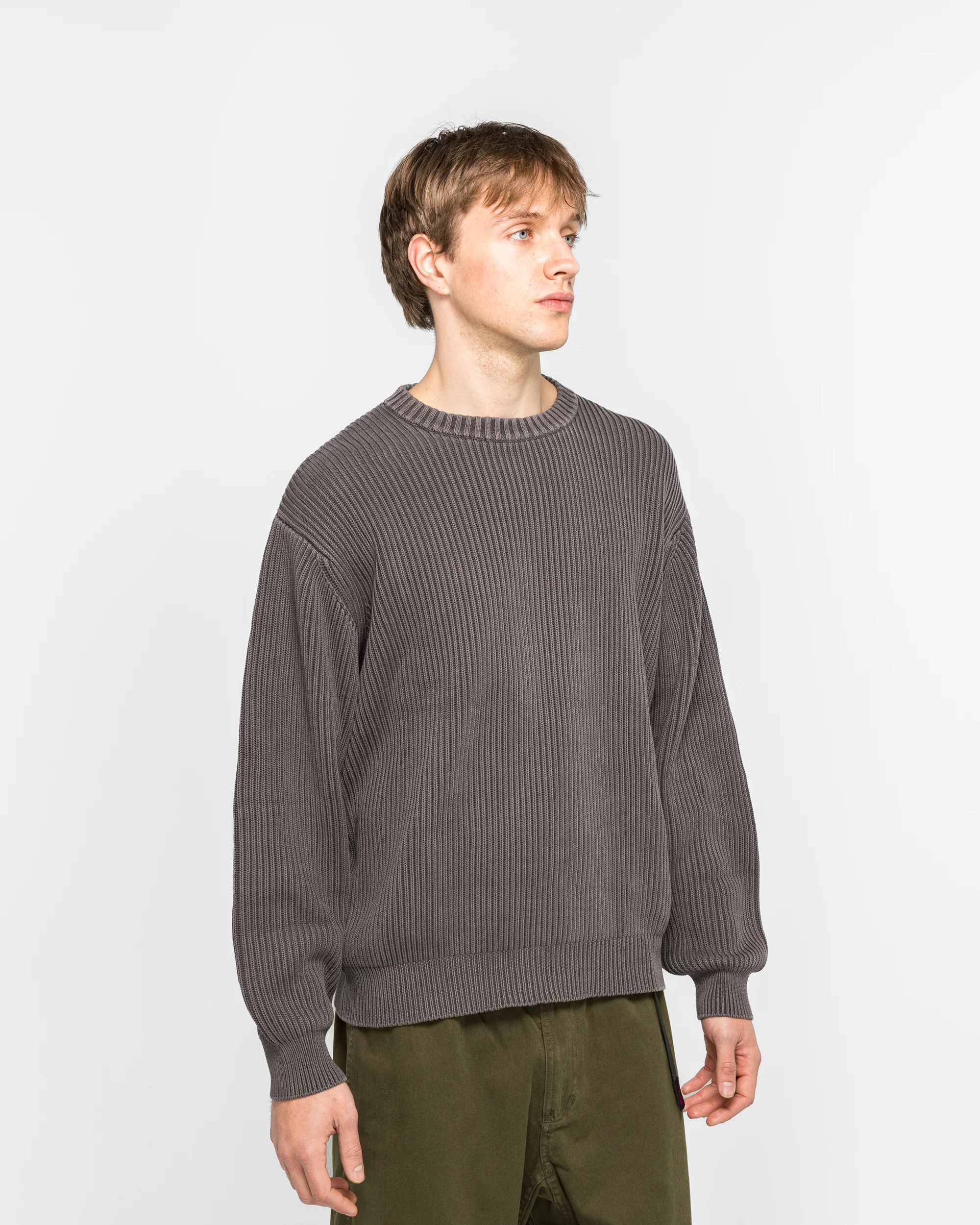 Cotton Knit Sweater - Grey - Image 3