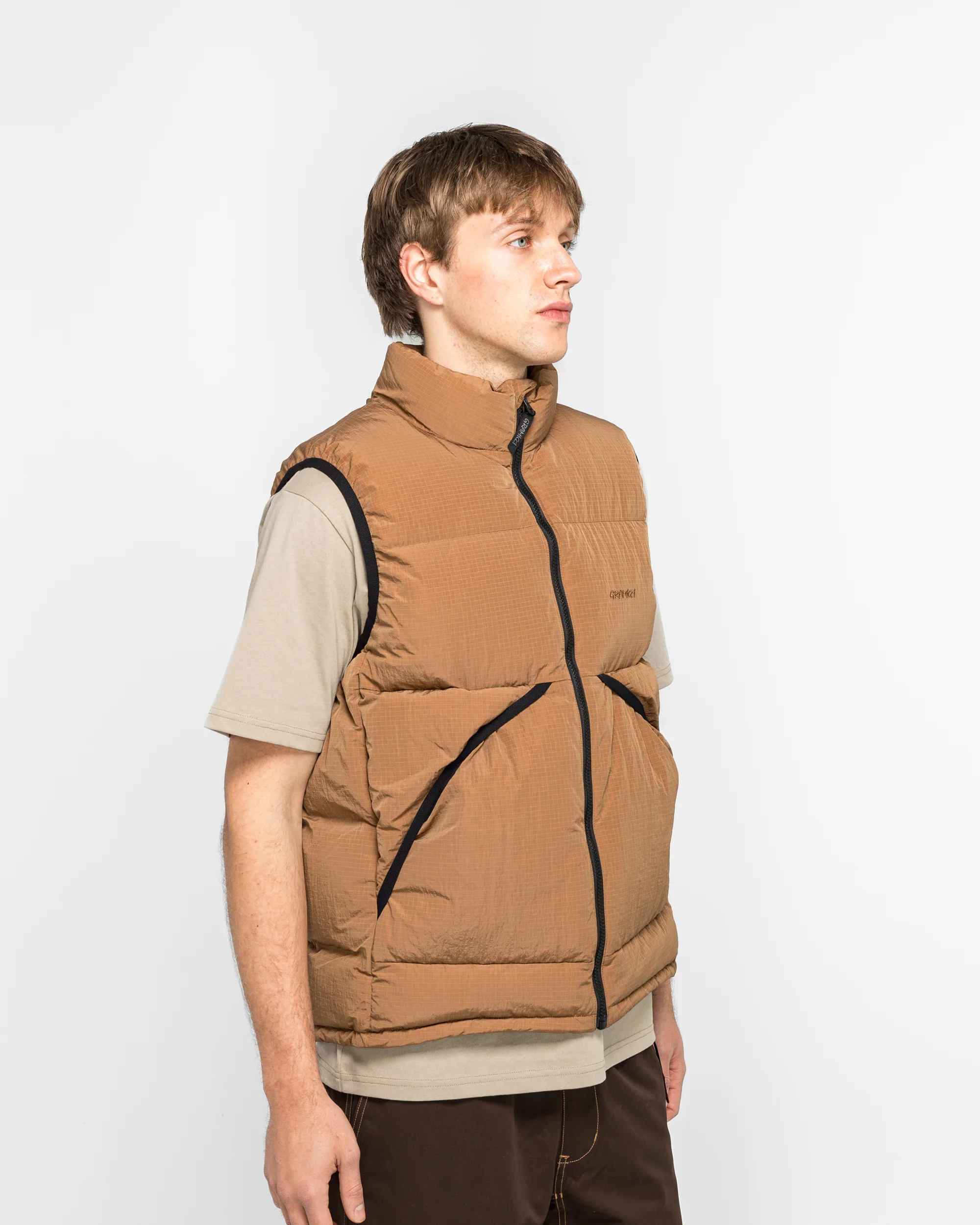 Down Puffer Vest - Brown - Image 3