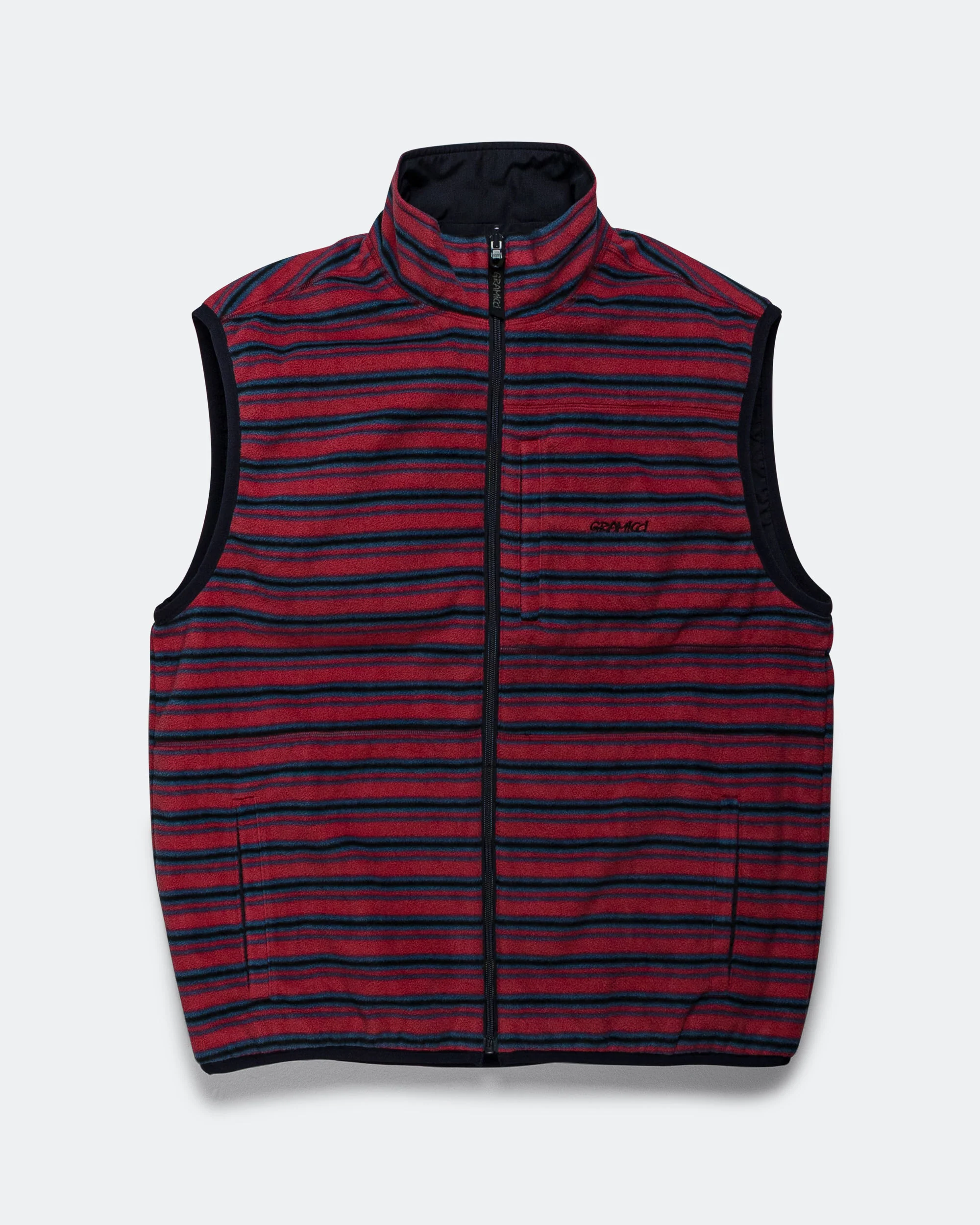 Thermal Fleece Reversible Vest - Berry Stripe
