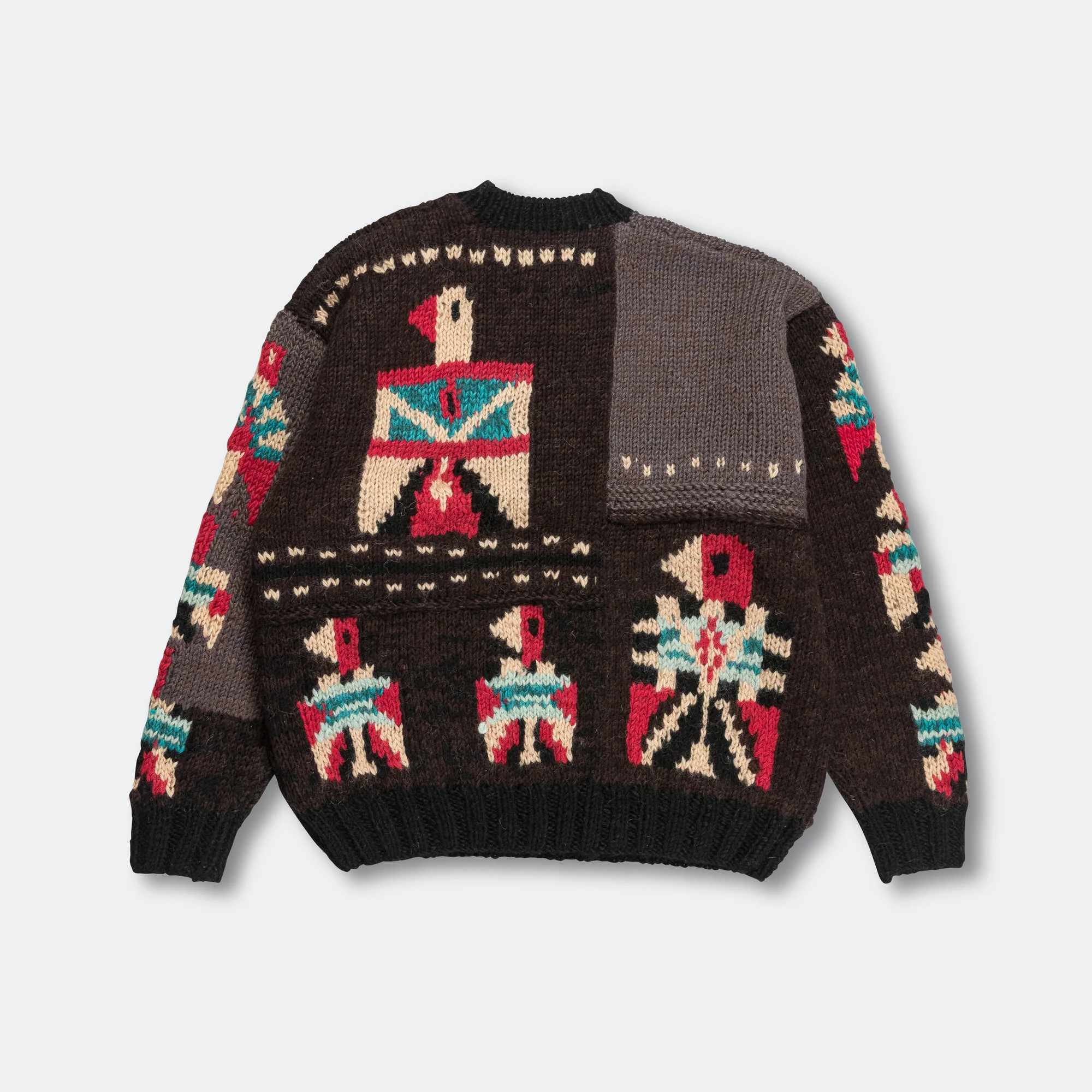 Hand Knit STD Cowichan Crew Sweater - Charcoal - Image 2