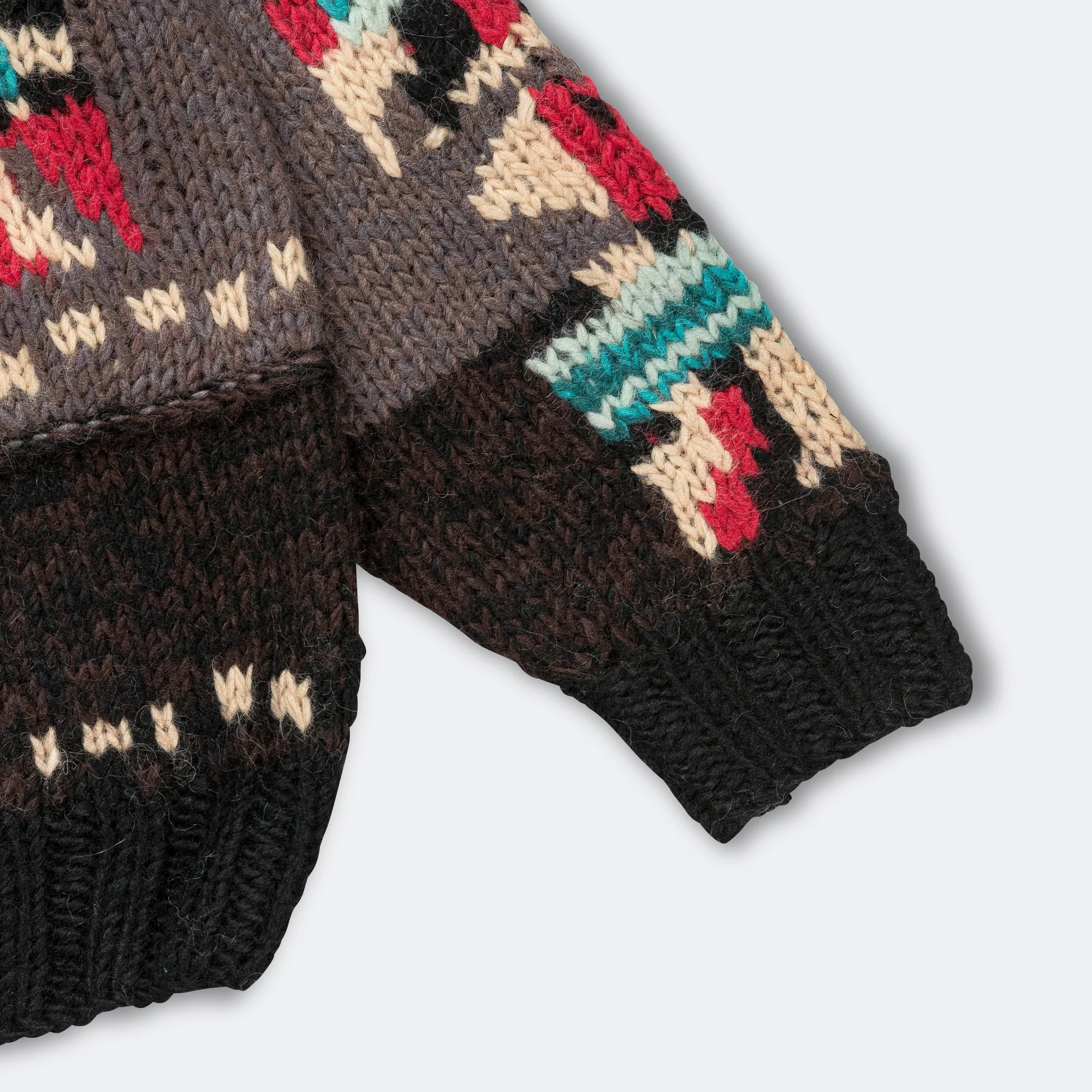 Hand Knit STD Cowichan Crew Sweater - Charcoal - Image 5