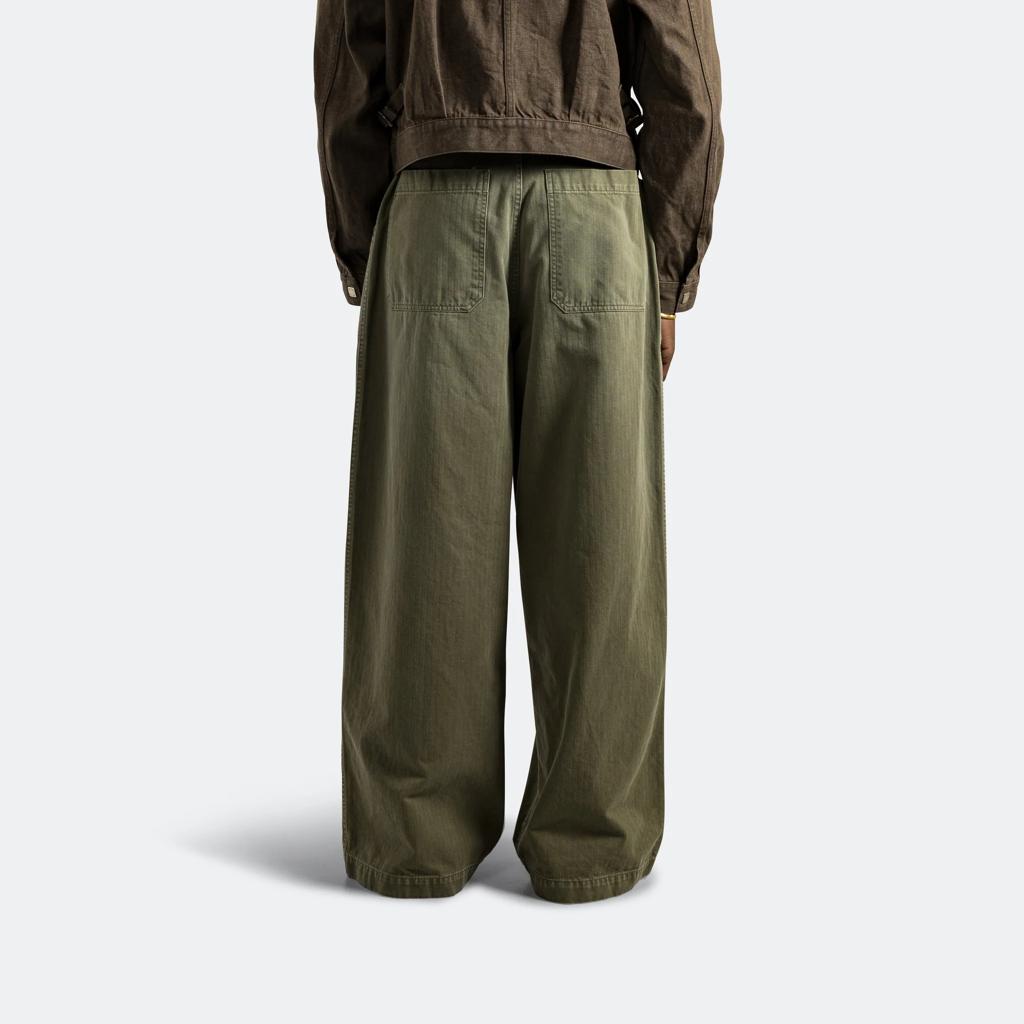 Herringbone FATIGUE Baggy Pants - Khaki - Image 7