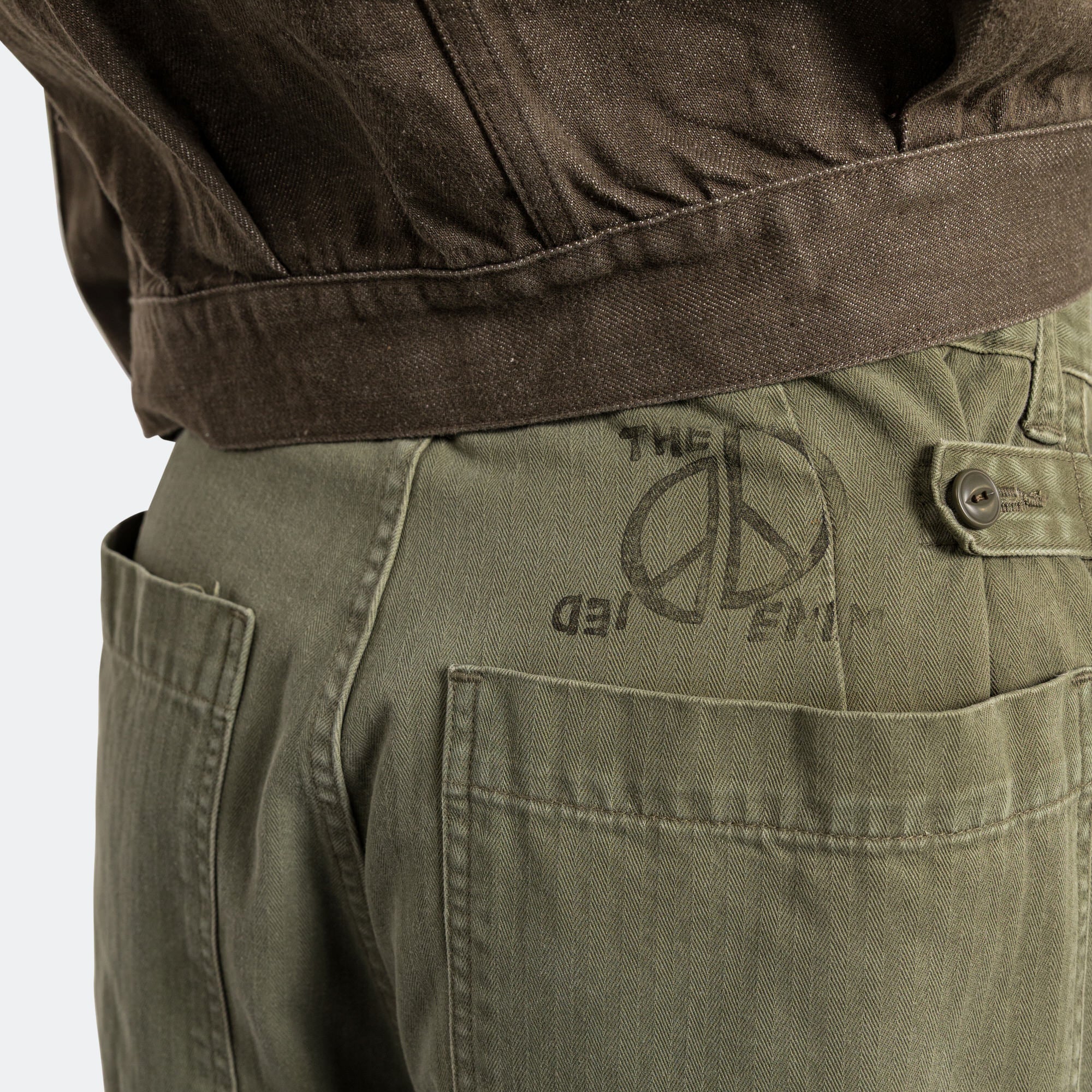 Herringbone FATIGUE Baggy Pants - Khaki - Image 8