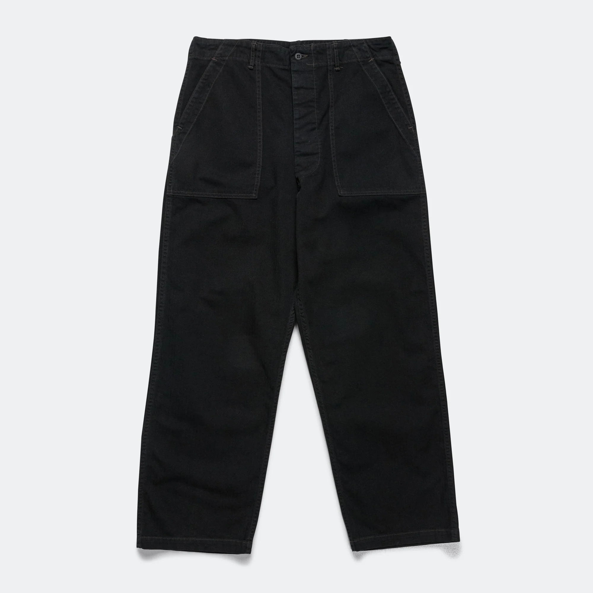 Herringbone Summer Fatigue Pants - Black
