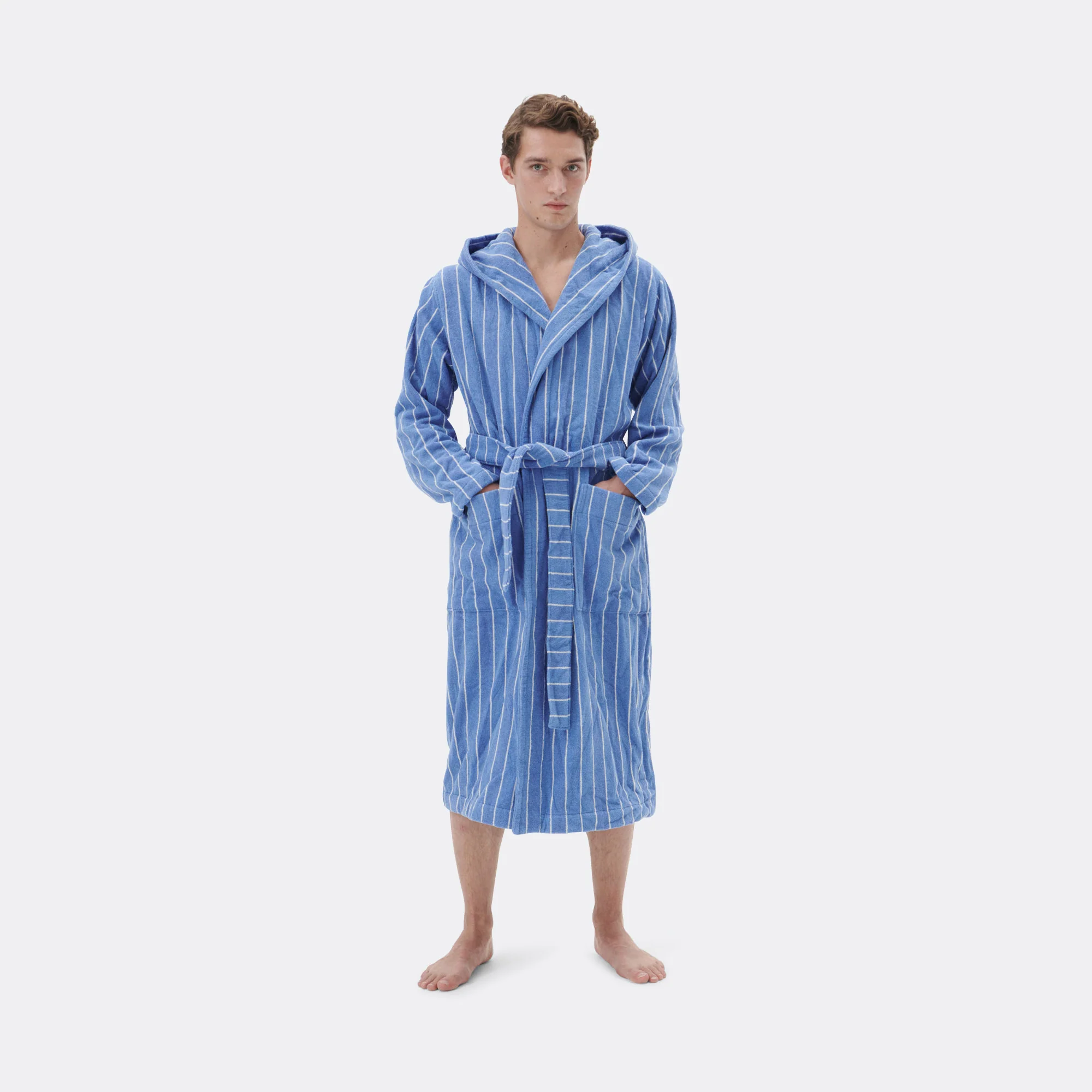 Hooded Bathrobe - Striped Marseille - Image 4