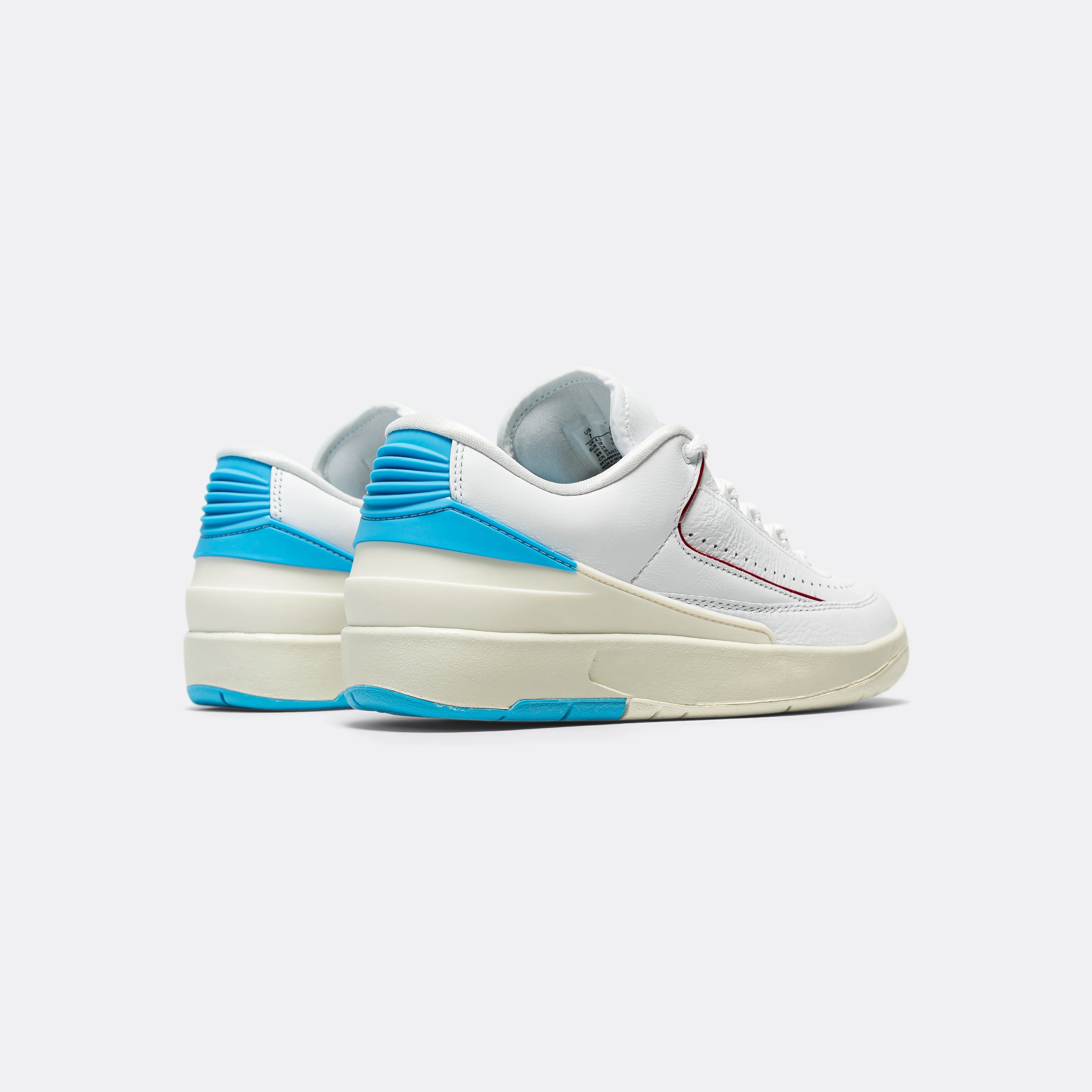 Womens Air Jordan 2 Retro Low - White/Gym Red-Dk Powder Blue-Sail - Image 3