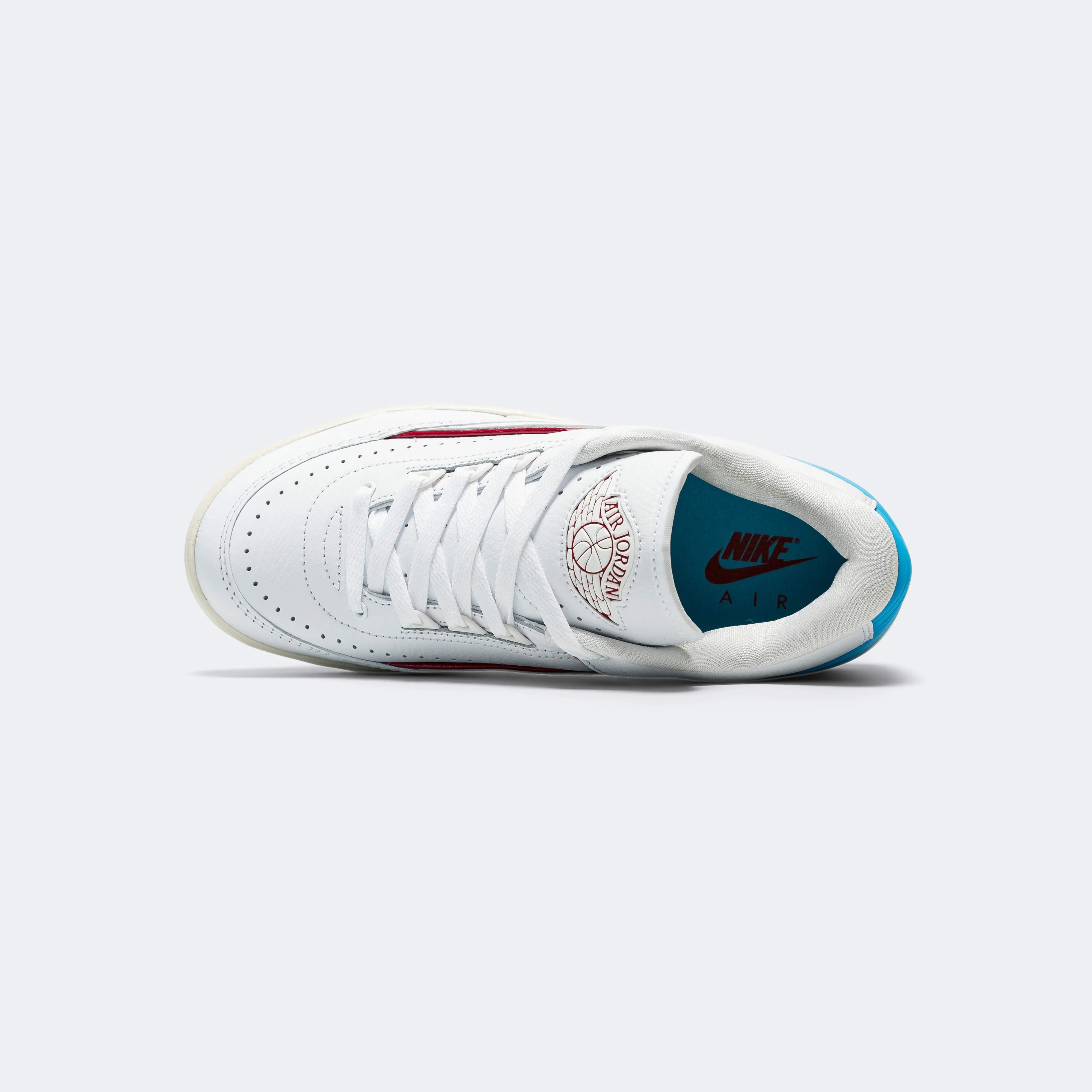 Womens Air Jordan 2 Retro Low - White/Gym Red-Dk Powder Blue-Sail - Image 4