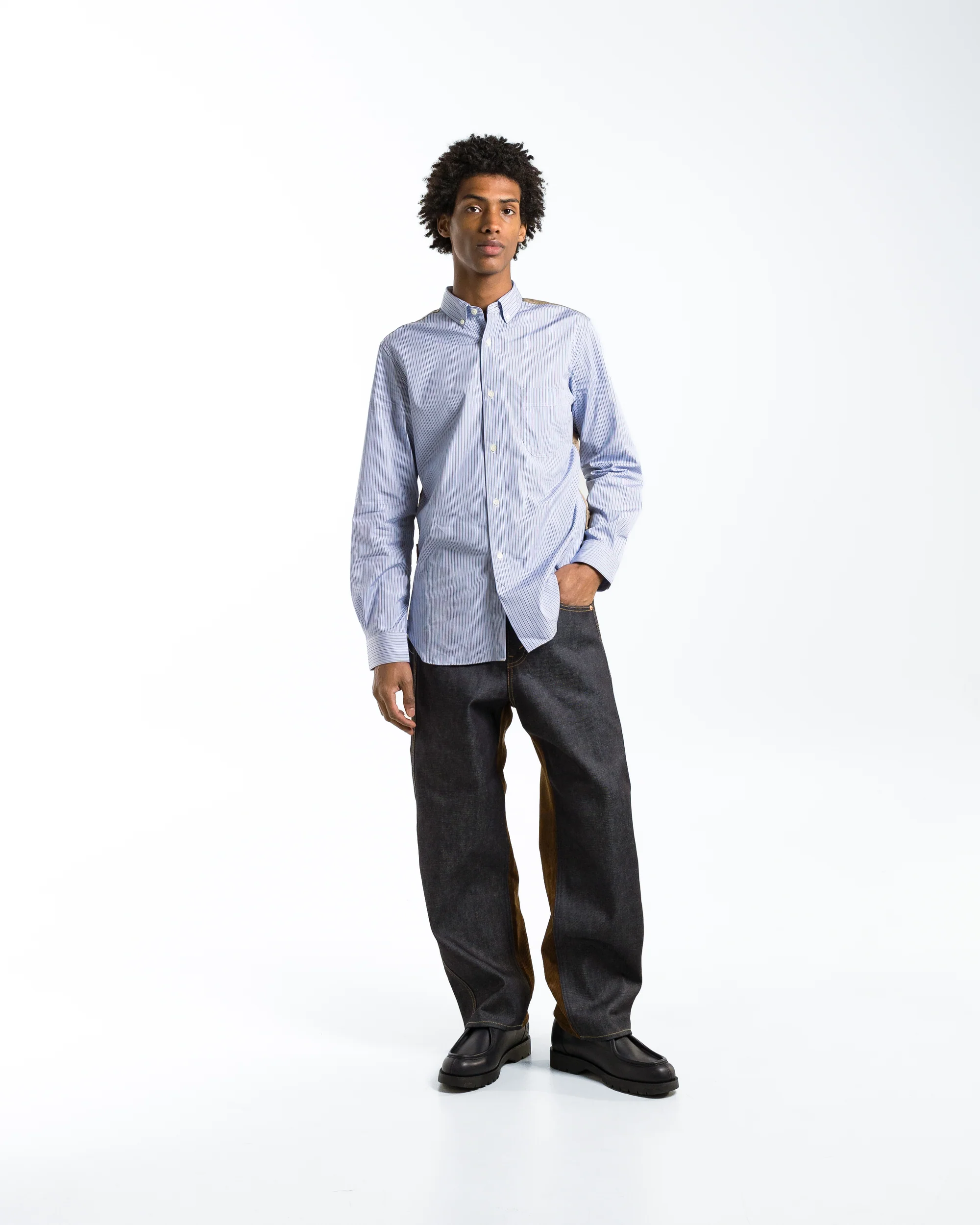 Cotton Denim Corduroy Pants x Levis - Indigo/Brown - Image 6
