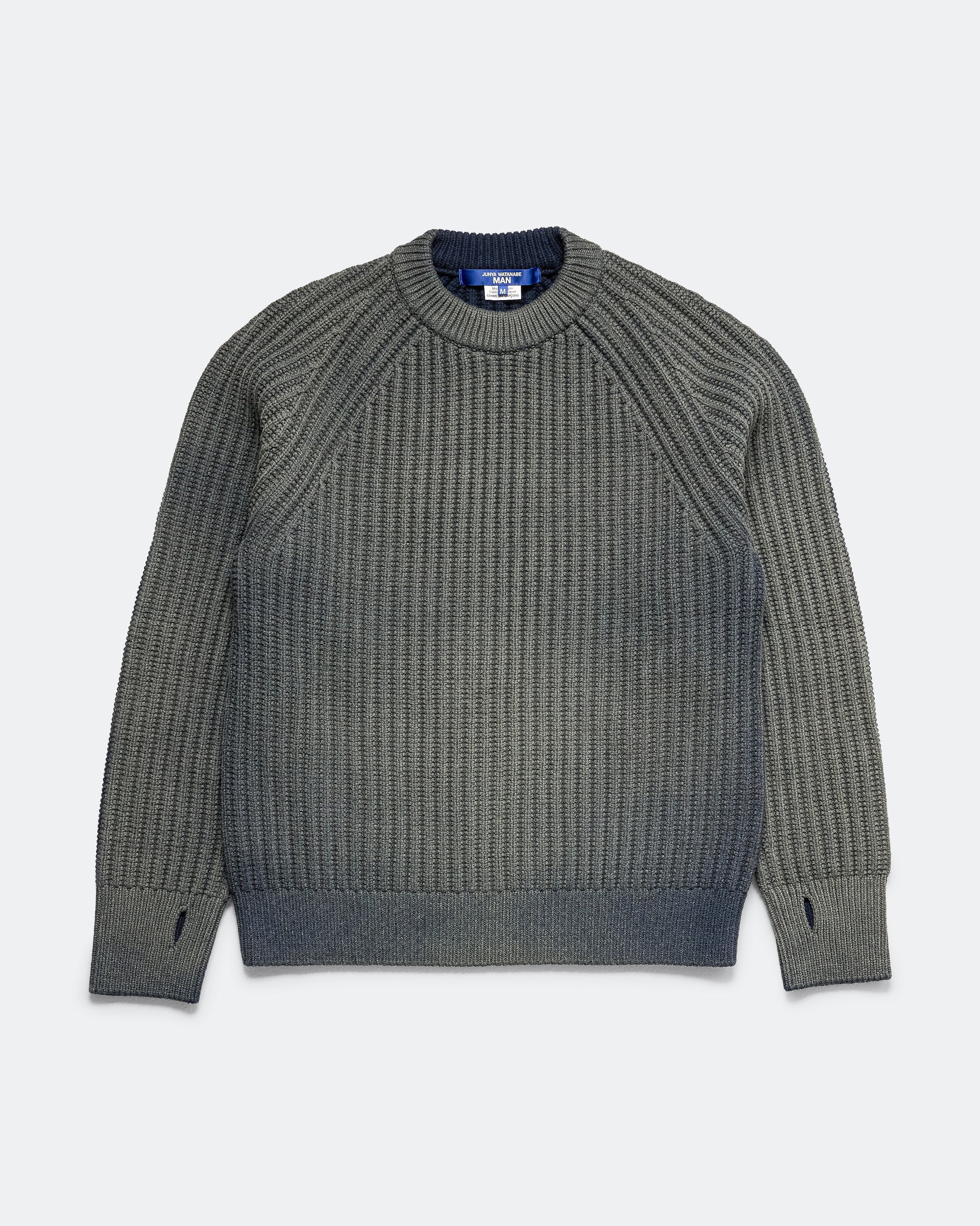 Bleached Wool Rib Knit Sweater - Black
