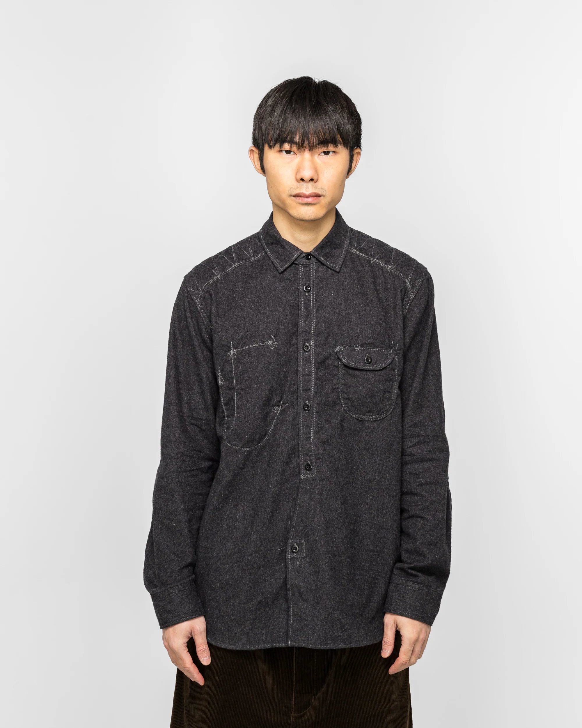 Cotton Flannel Shirt - Charcoal - Image 2