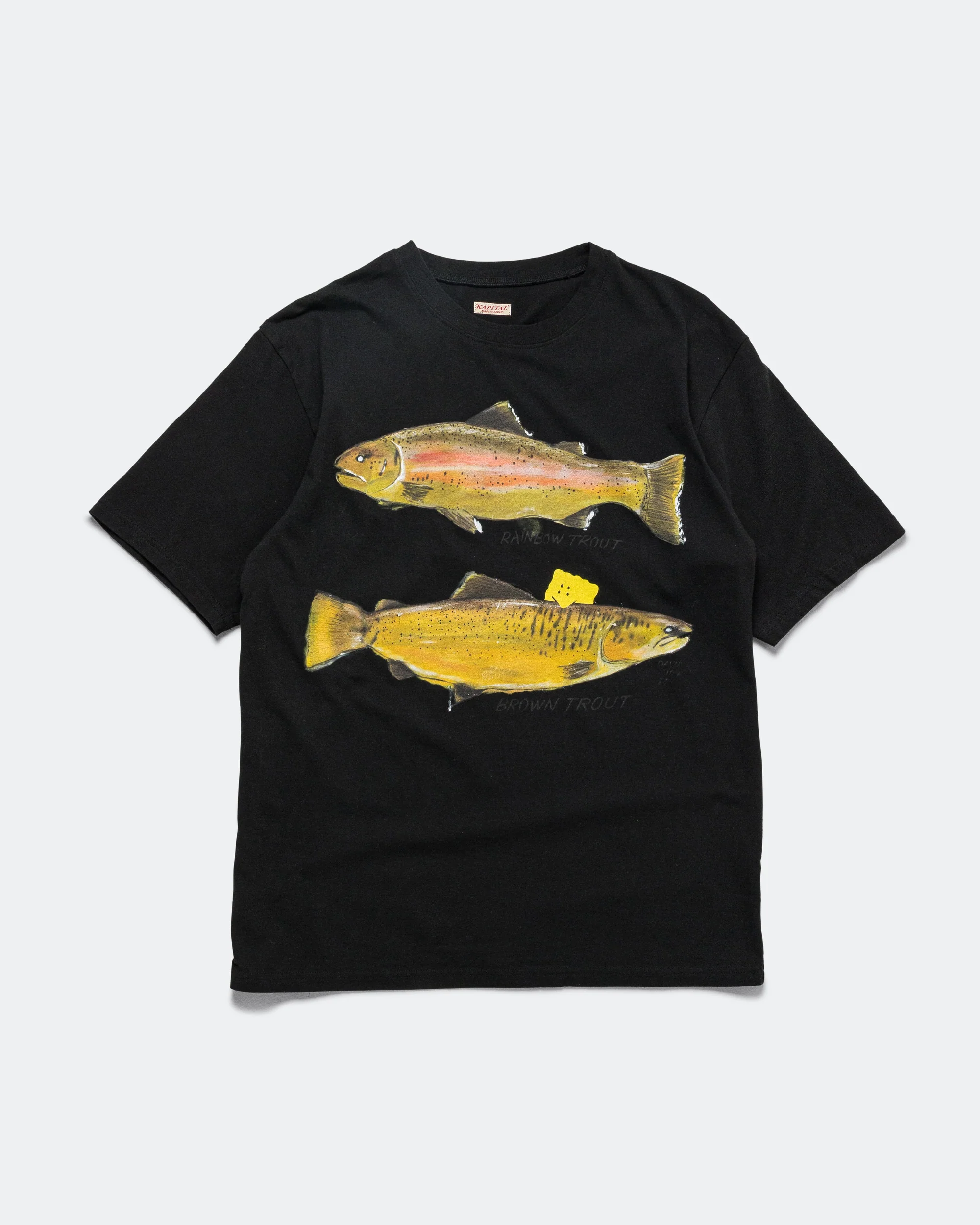 20/-Jersey Crew T (Two Trouts PECKISH RAINBOWY) - Black