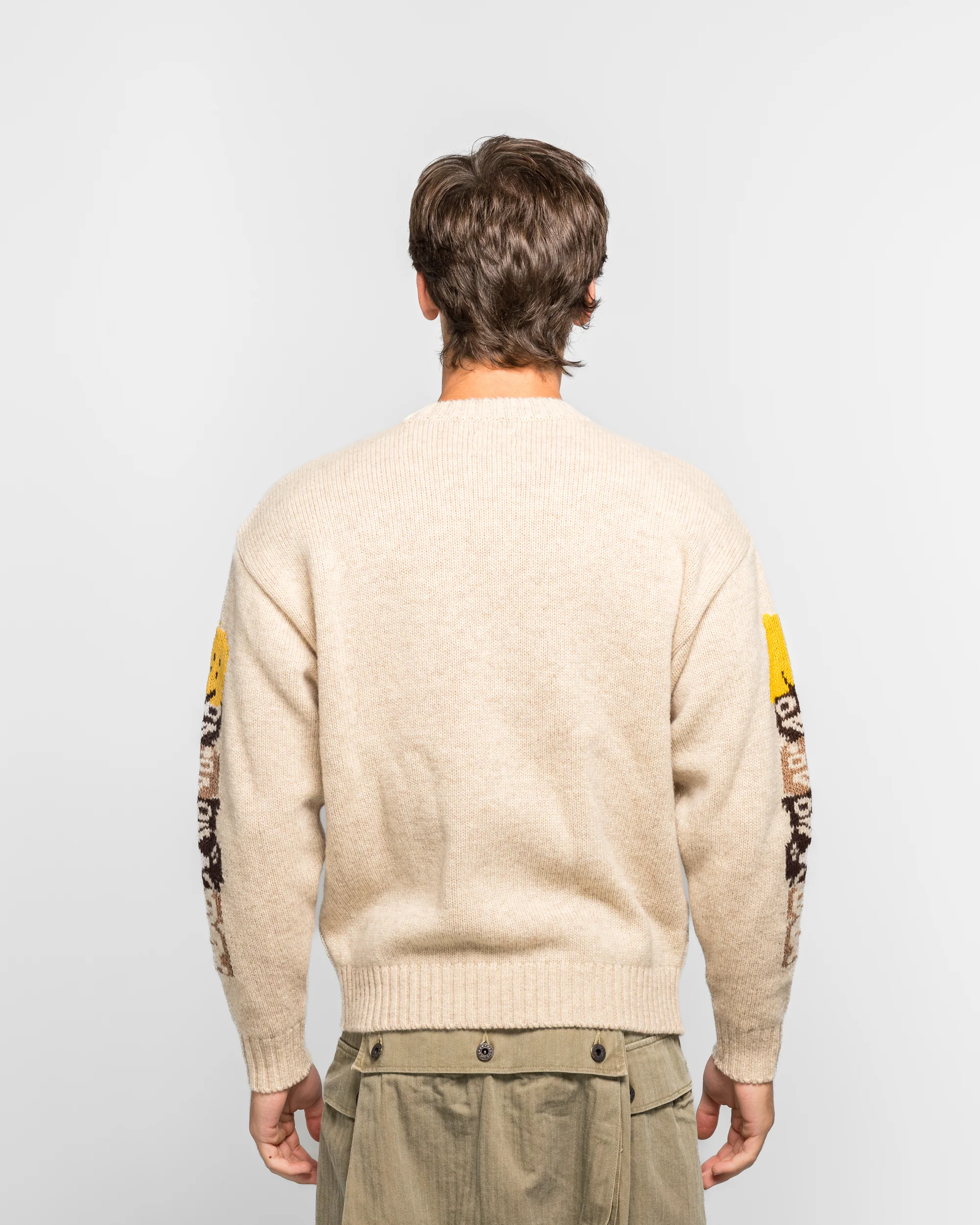 5G Wool PECKISH TOTEM POLE Crew Sweater - Ecru - Image 4