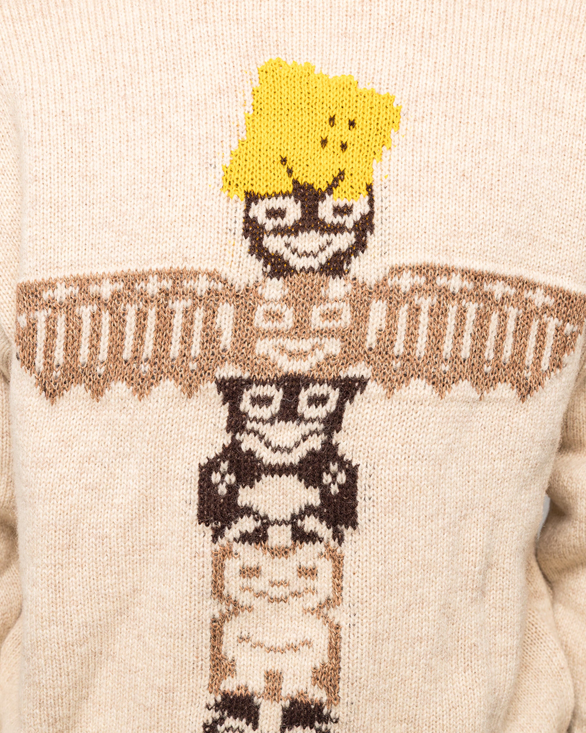 5G Wool PECKISH TOTEM POLE Crew Sweater - Ecru - Image 5