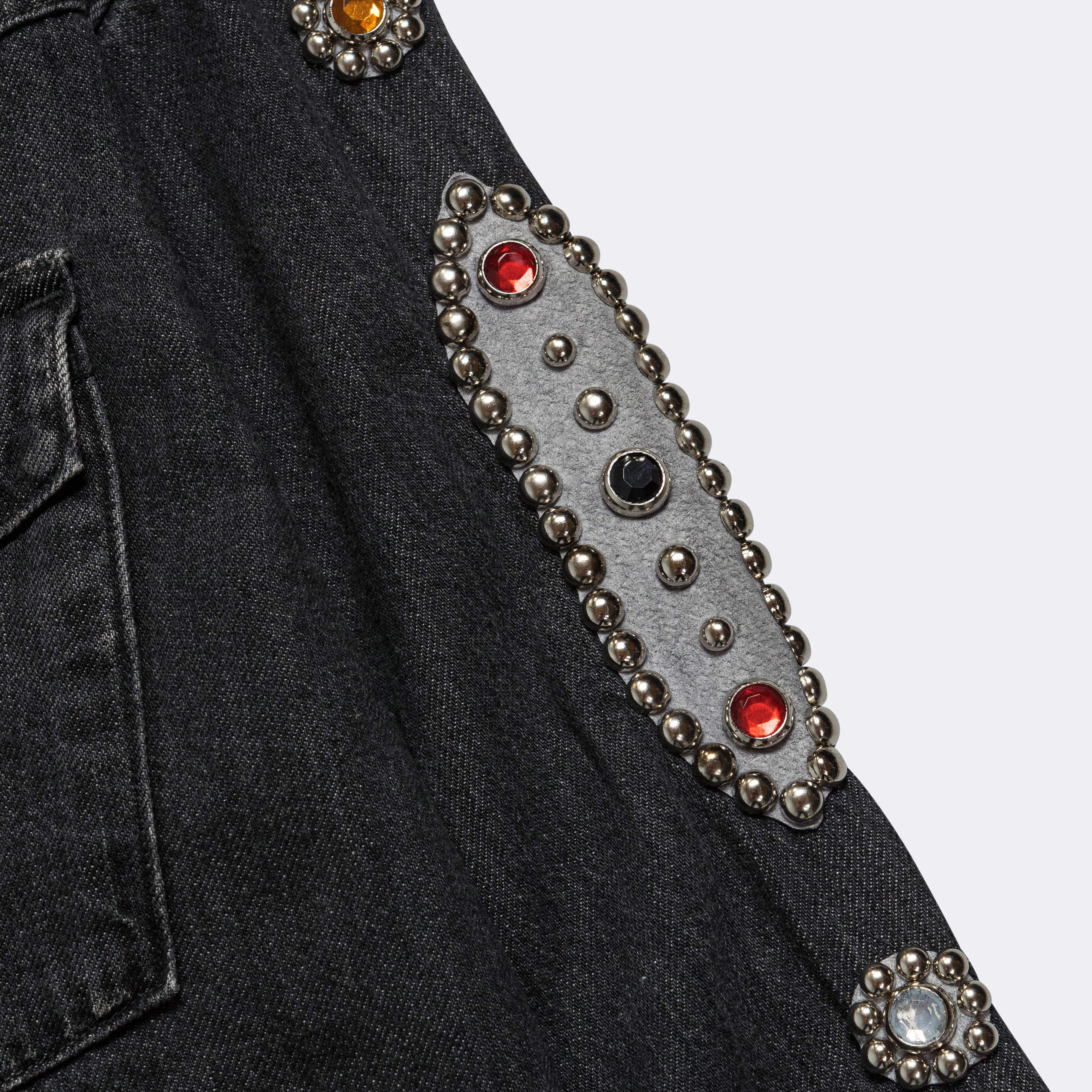 8ozBlack Denim Western Shirt (STUDS) - Black - Image 6