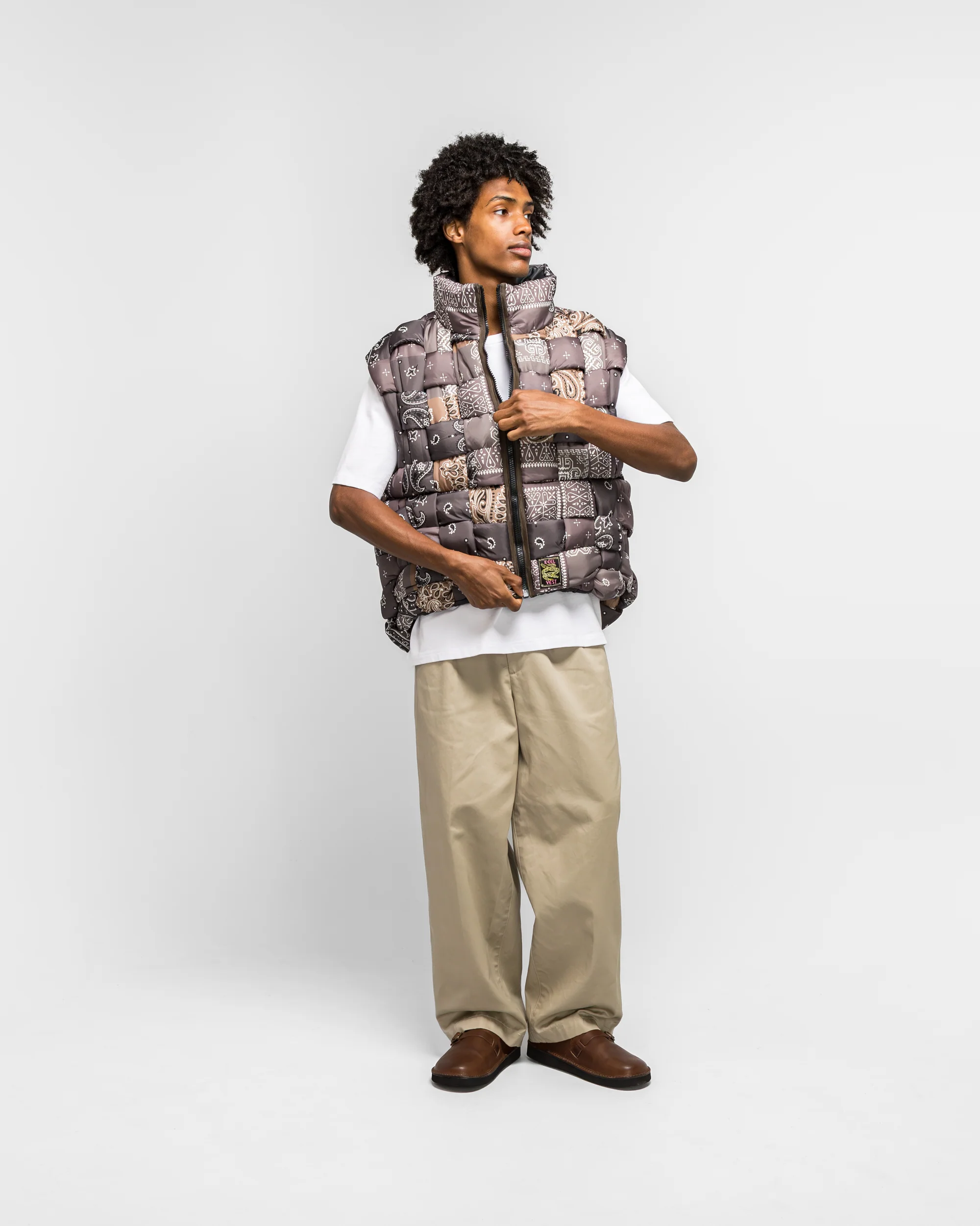 Bandanna Nylon KEEL Weaving Vest - Brown - Image 6