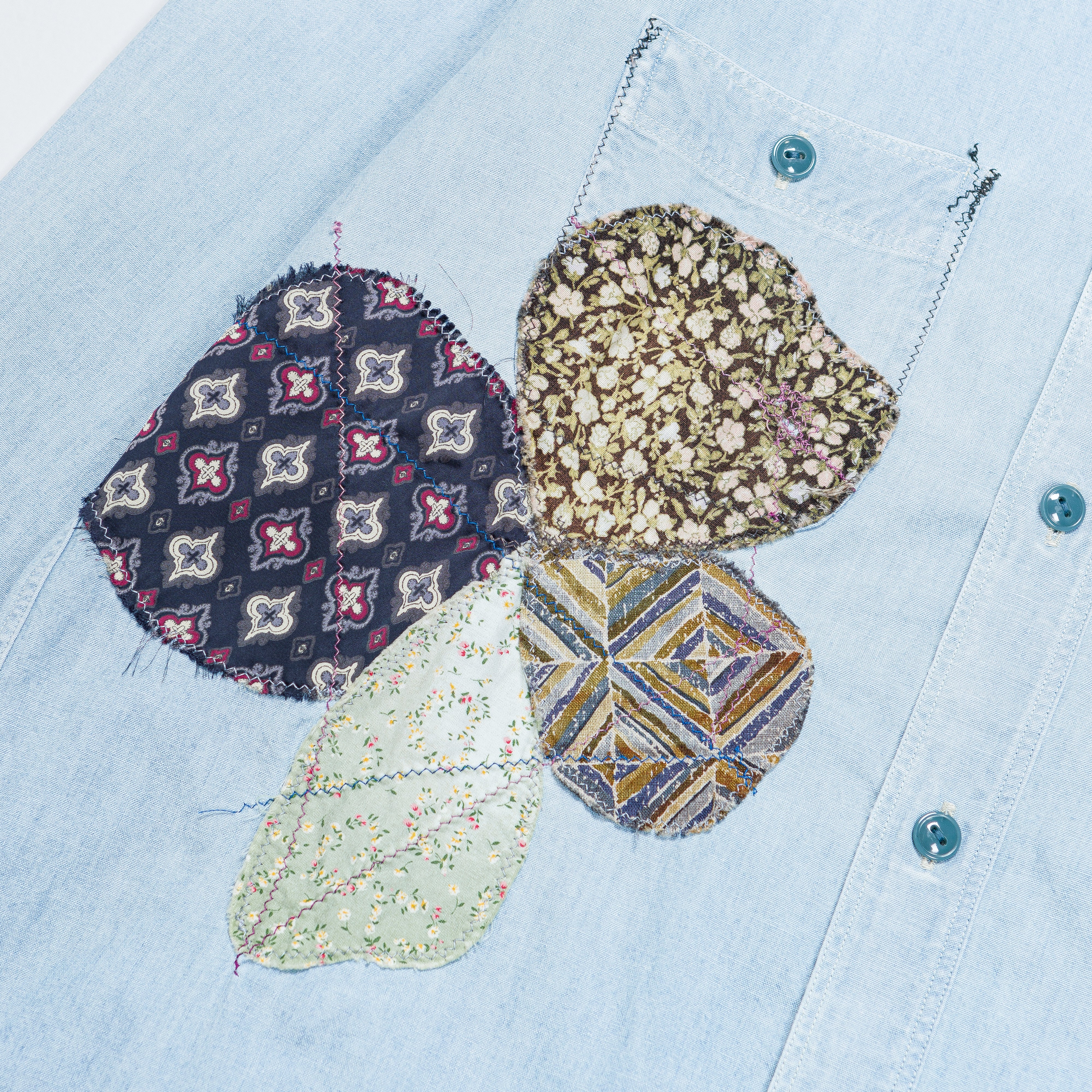 Chambray WORK Shirt (HIPPIE PATCH REMAKE) - Sax - Image 4