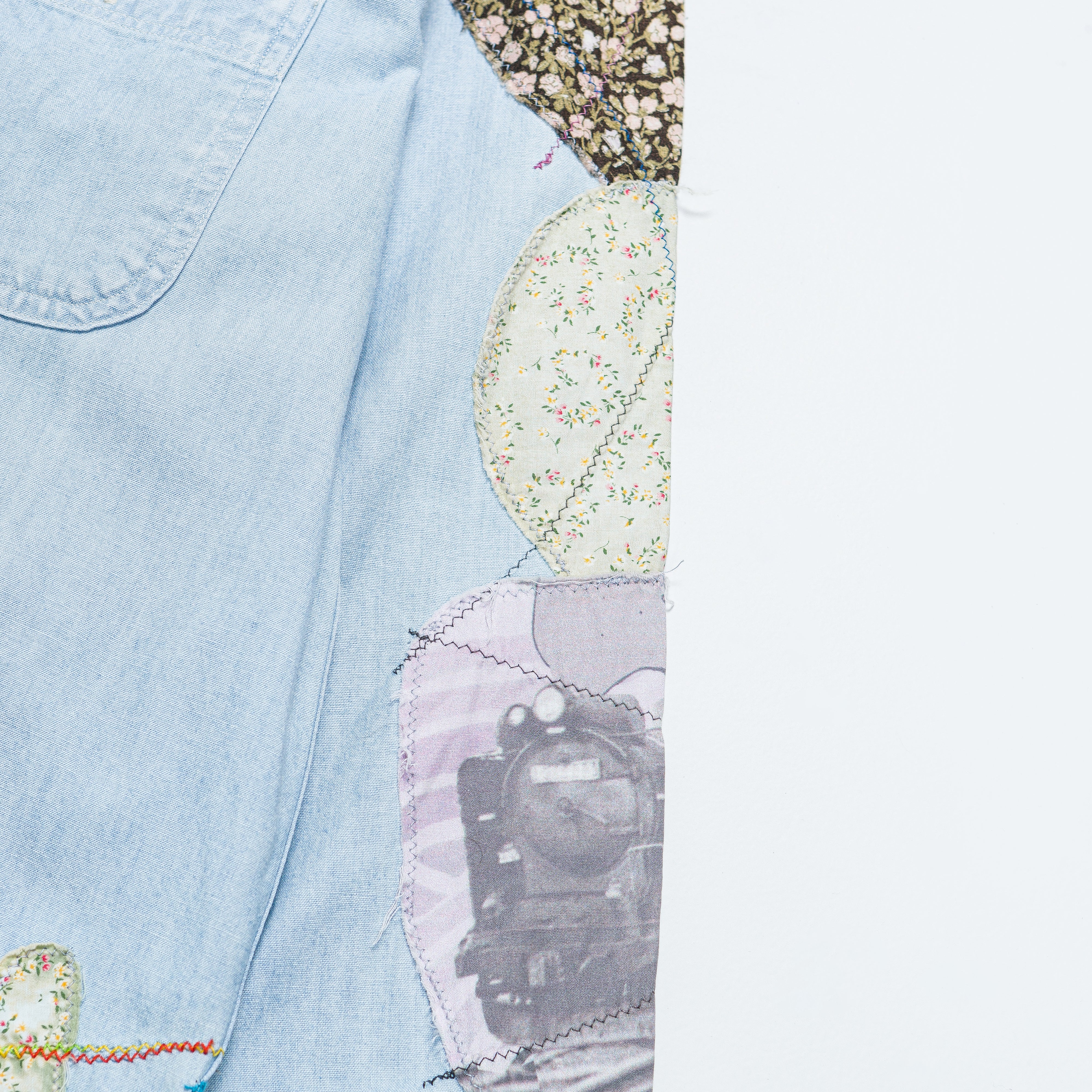 Chambray WORK Shirt (HIPPIE PATCH REMAKE) - Sax - Image 5