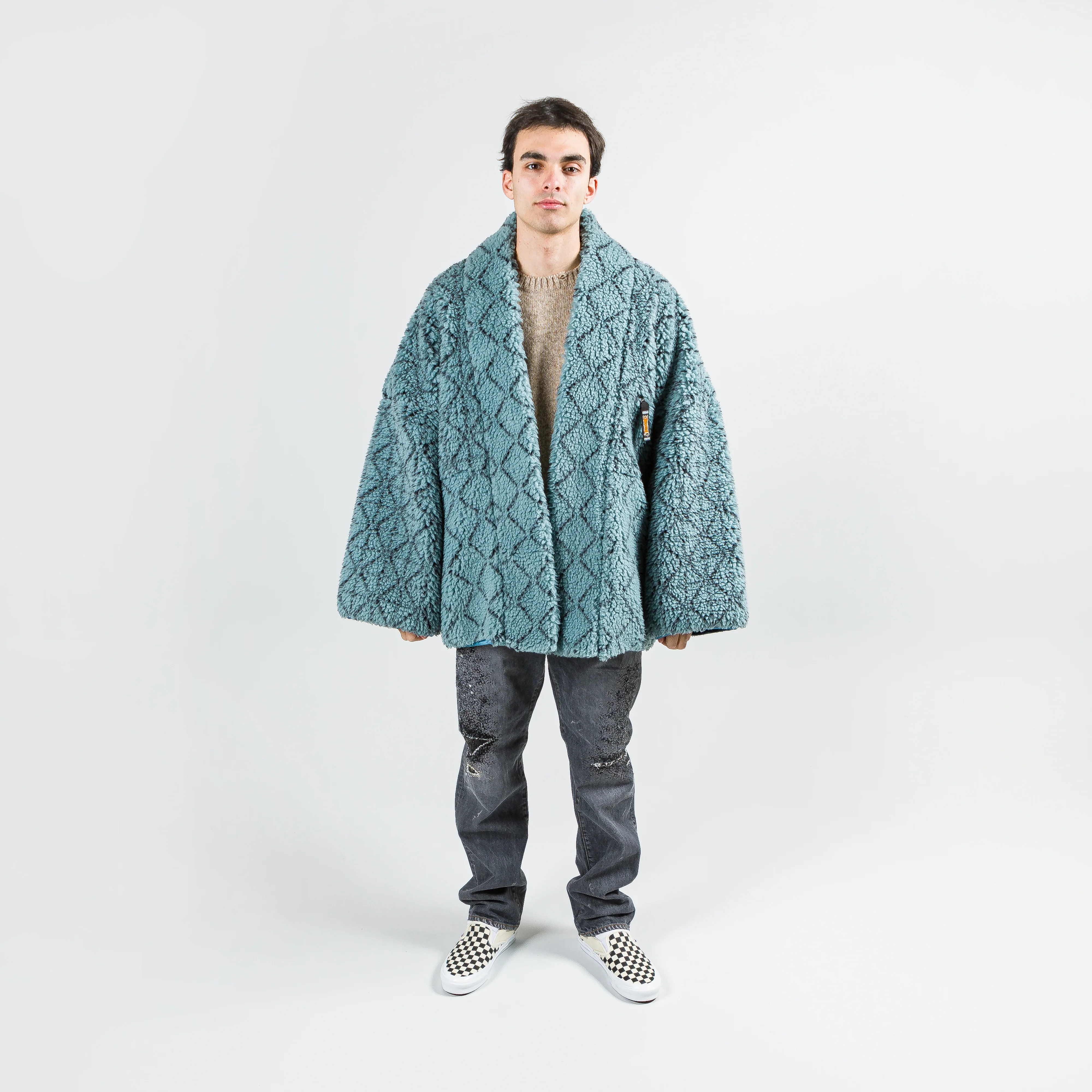 DO-GI SASHIKO Boa Fleece KESA JACKET - Blue - Image 5