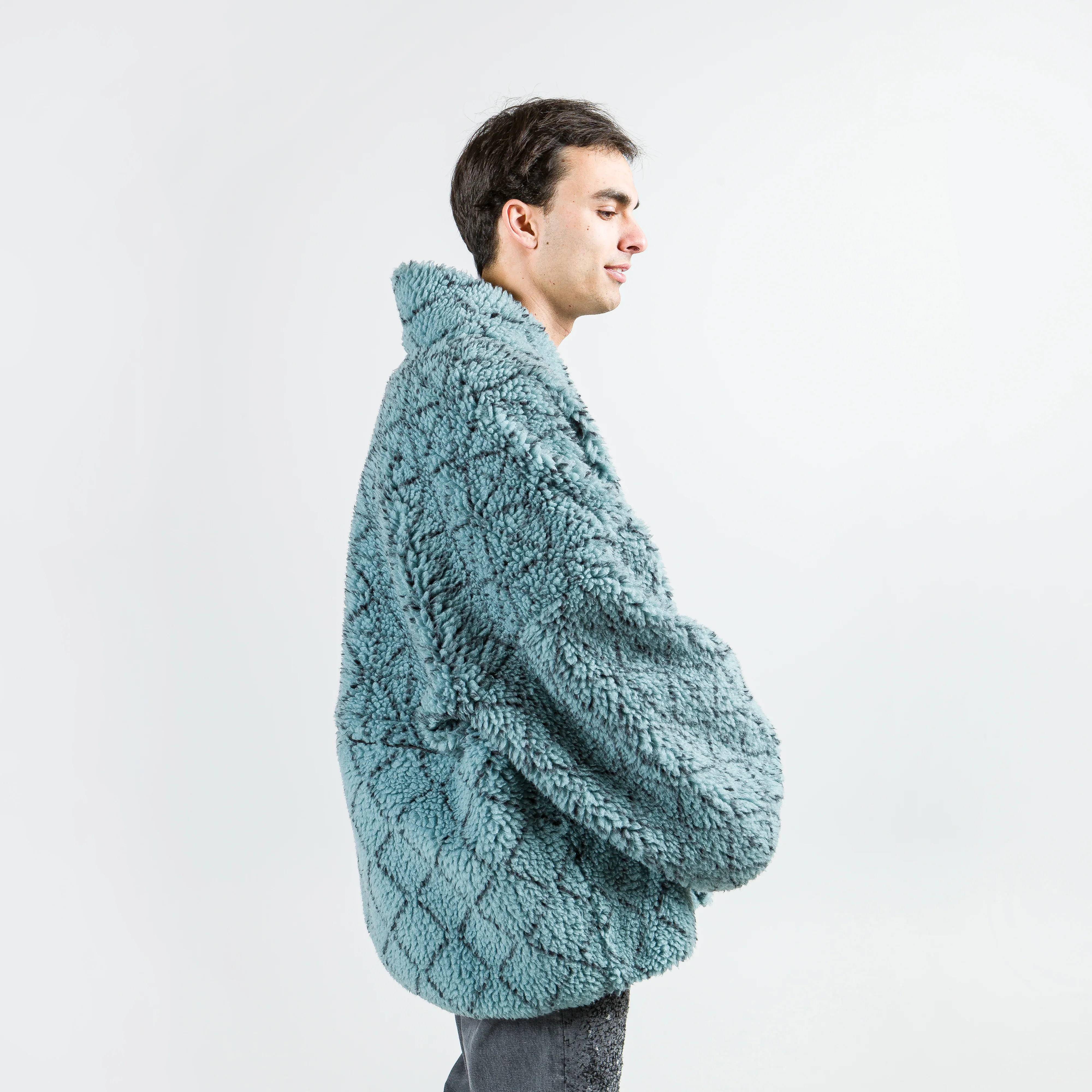 DO-GI SASHIKO Boa Fleece KESA JACKET - Blue - Image 6