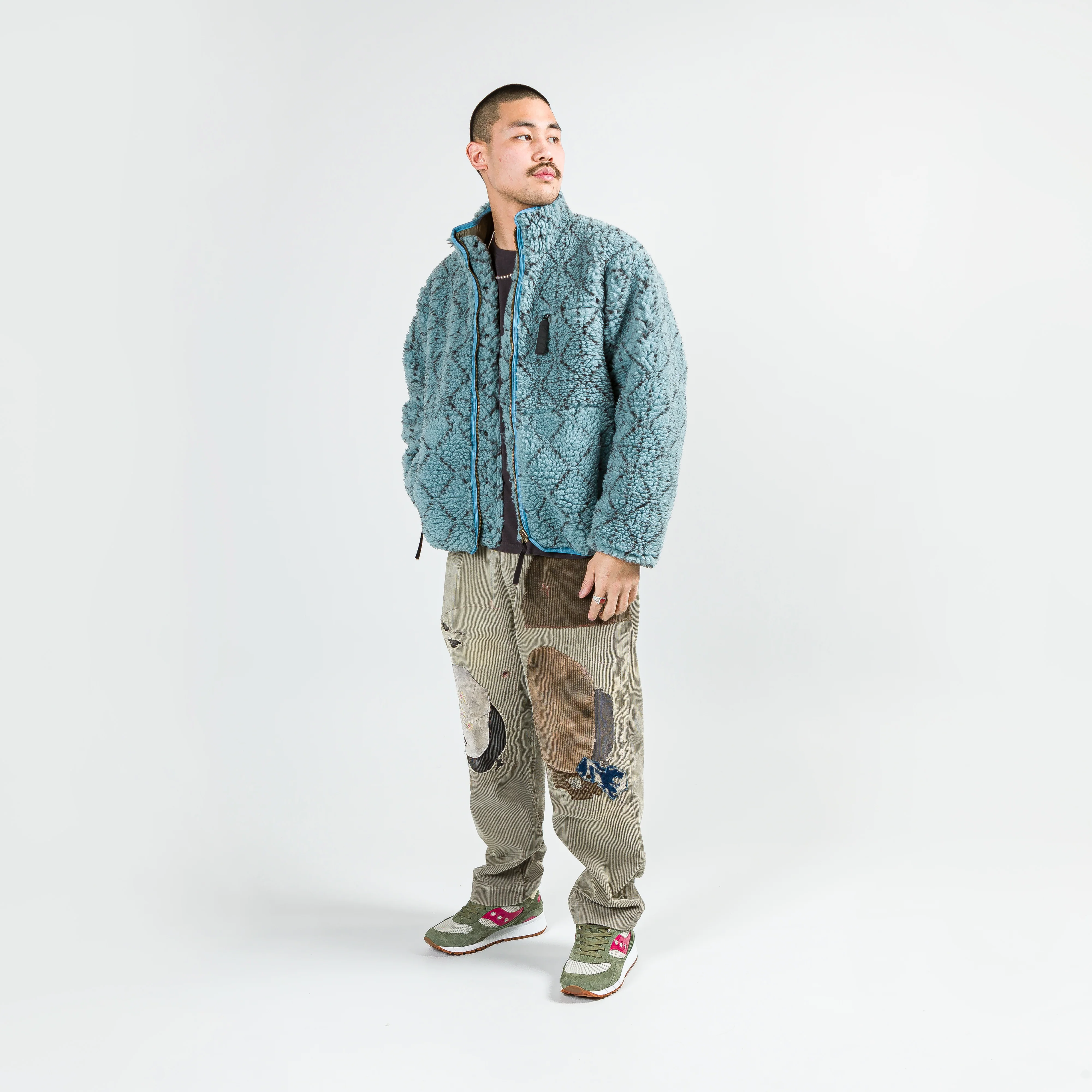 DO-GI SASHIKO BOA Fleece Reversible Blouson Blue - Image 8