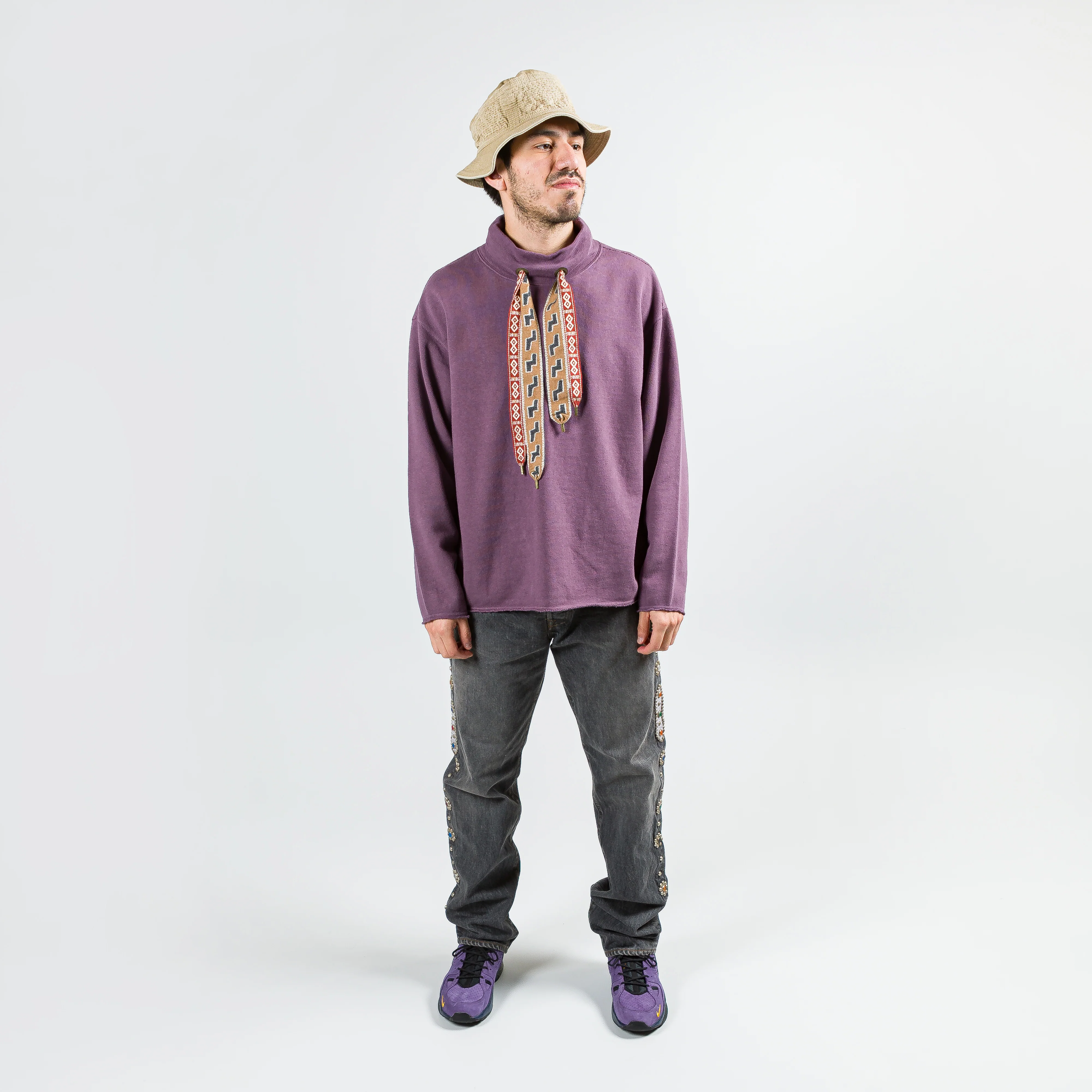 Fleece Knit COCK Neck SWT - Purple - Image 5