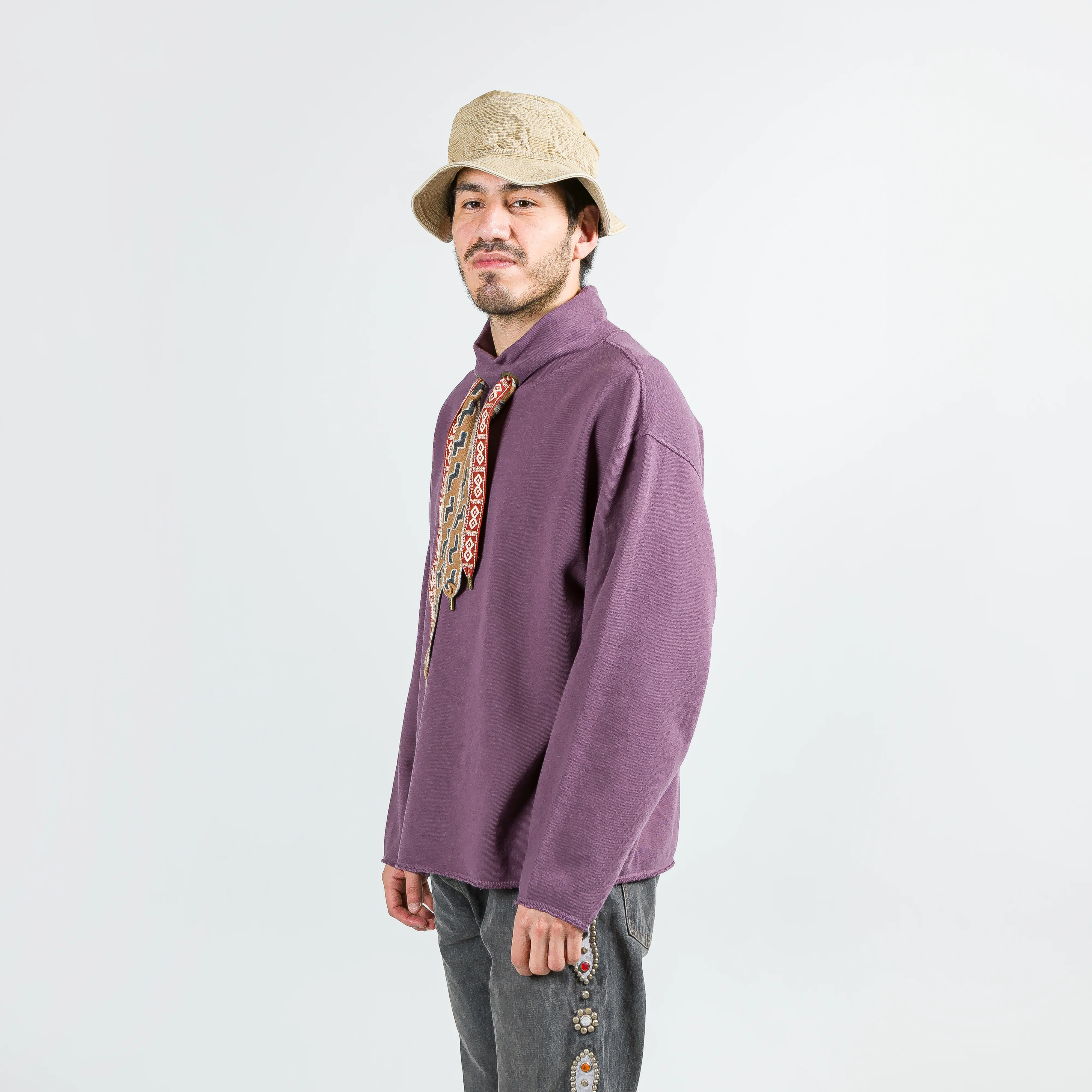 Fleece Knit COCK Neck SWT - Purple - Image 6