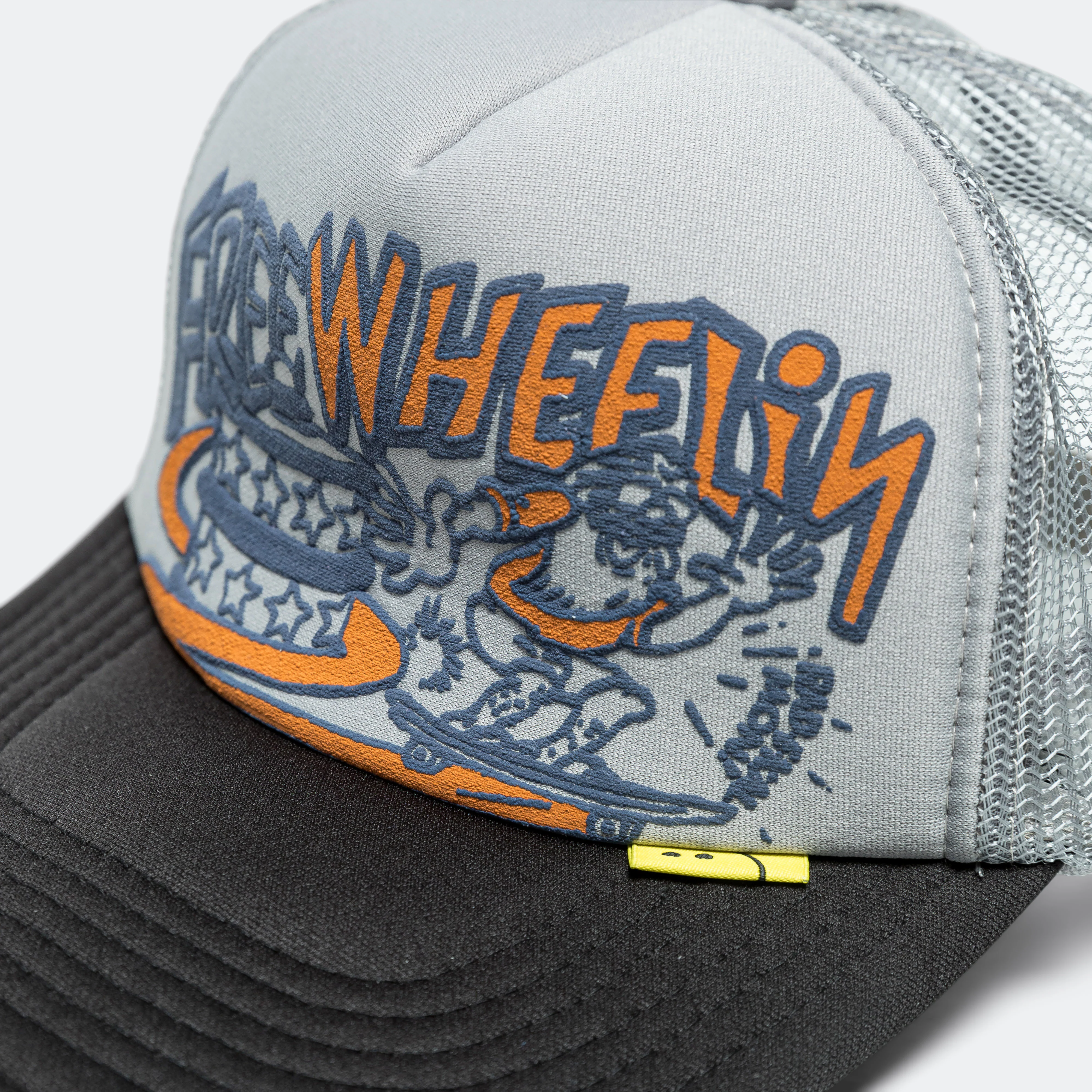 FREE WHEELIN' Trucker Cap - Grey/Black - Image 3