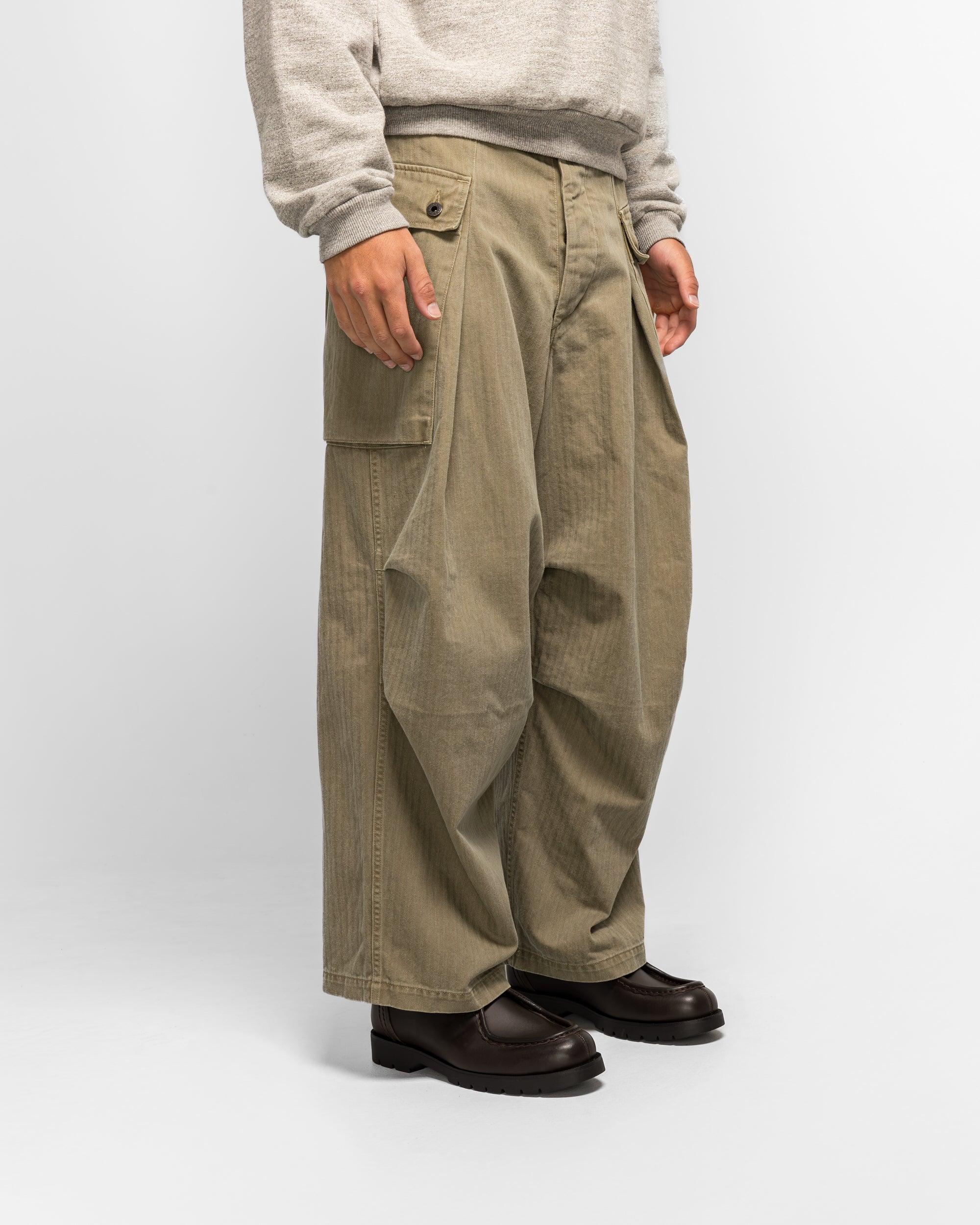 Herringbone JUMBO MONKEY Pants - Khaki - Image 3
