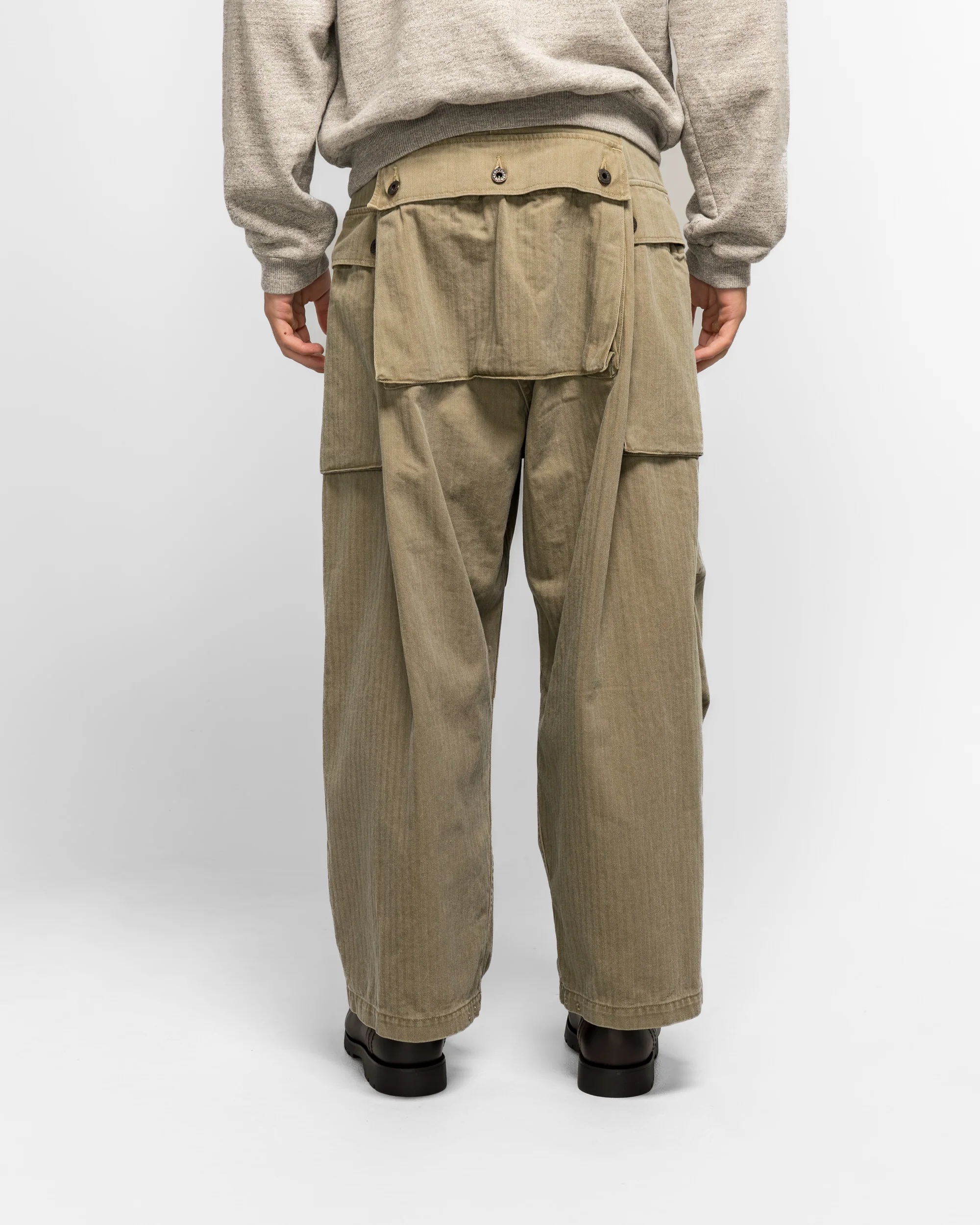 Herringbone JUMBO MONKEY Pants - Khaki - Image 4