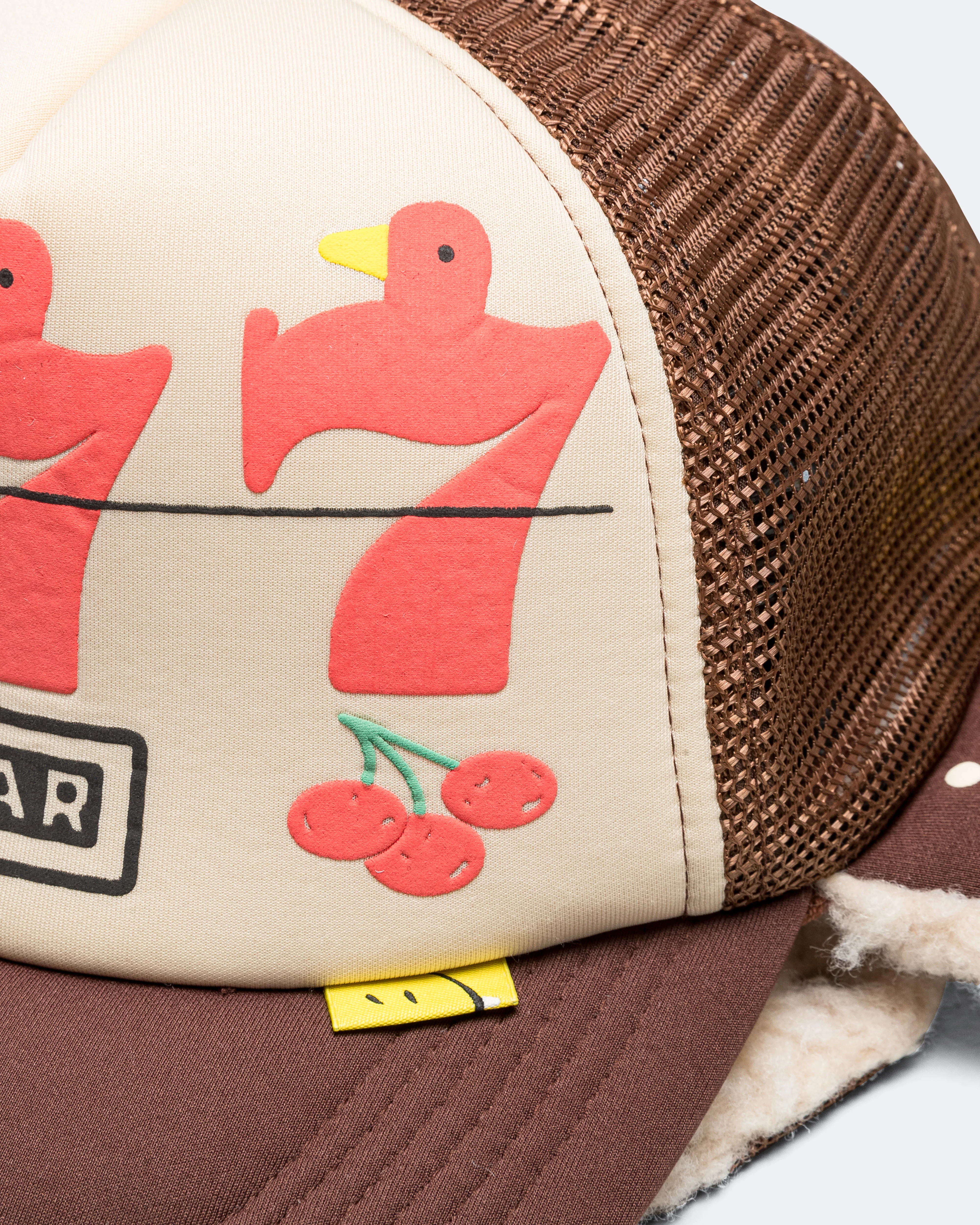 Lucky Bird LUMBER Trucker Cap - Ecru/Brown - Image 5