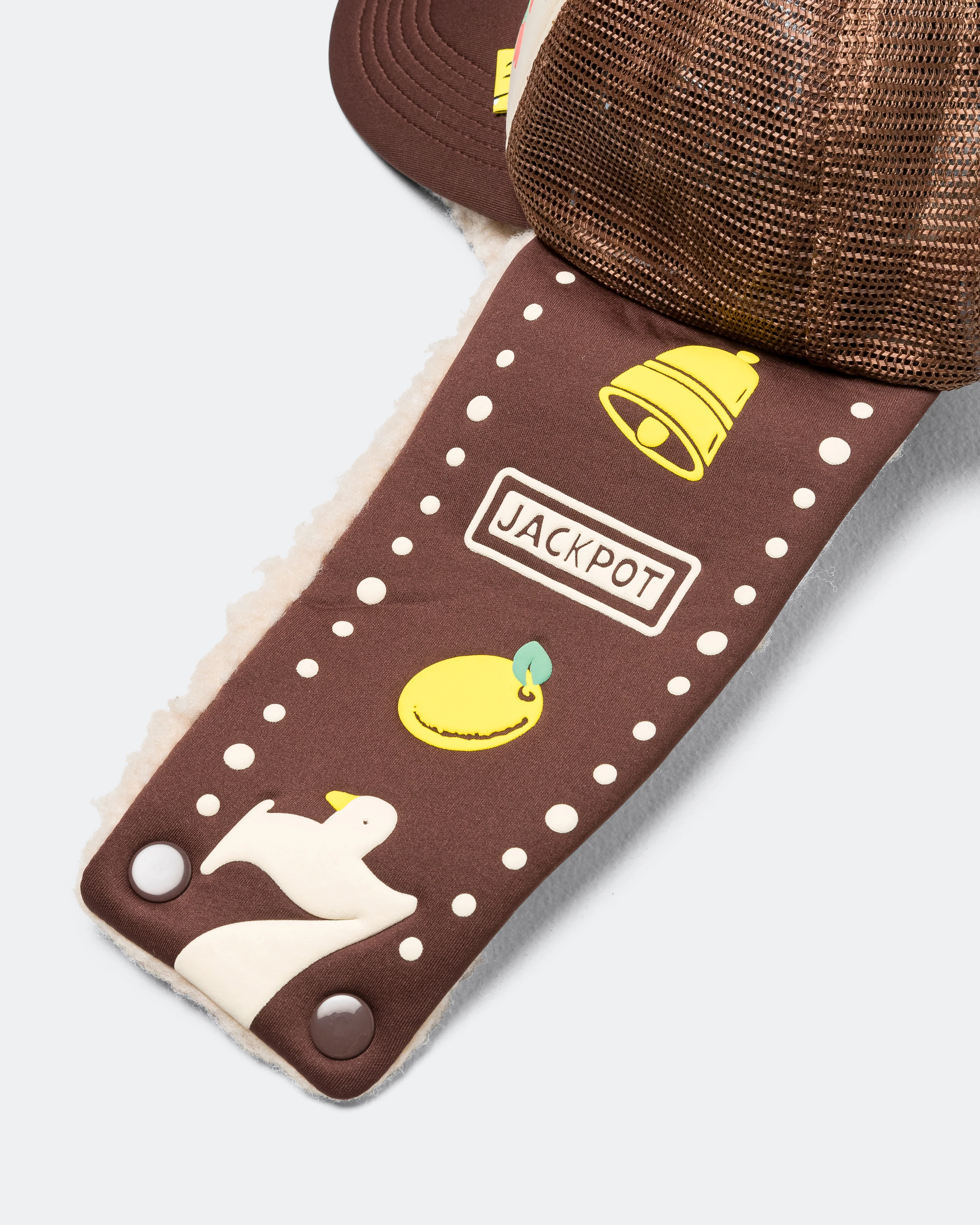 Lucky Bird LUMBER Trucker Cap - Ecru/Brown - Image 6