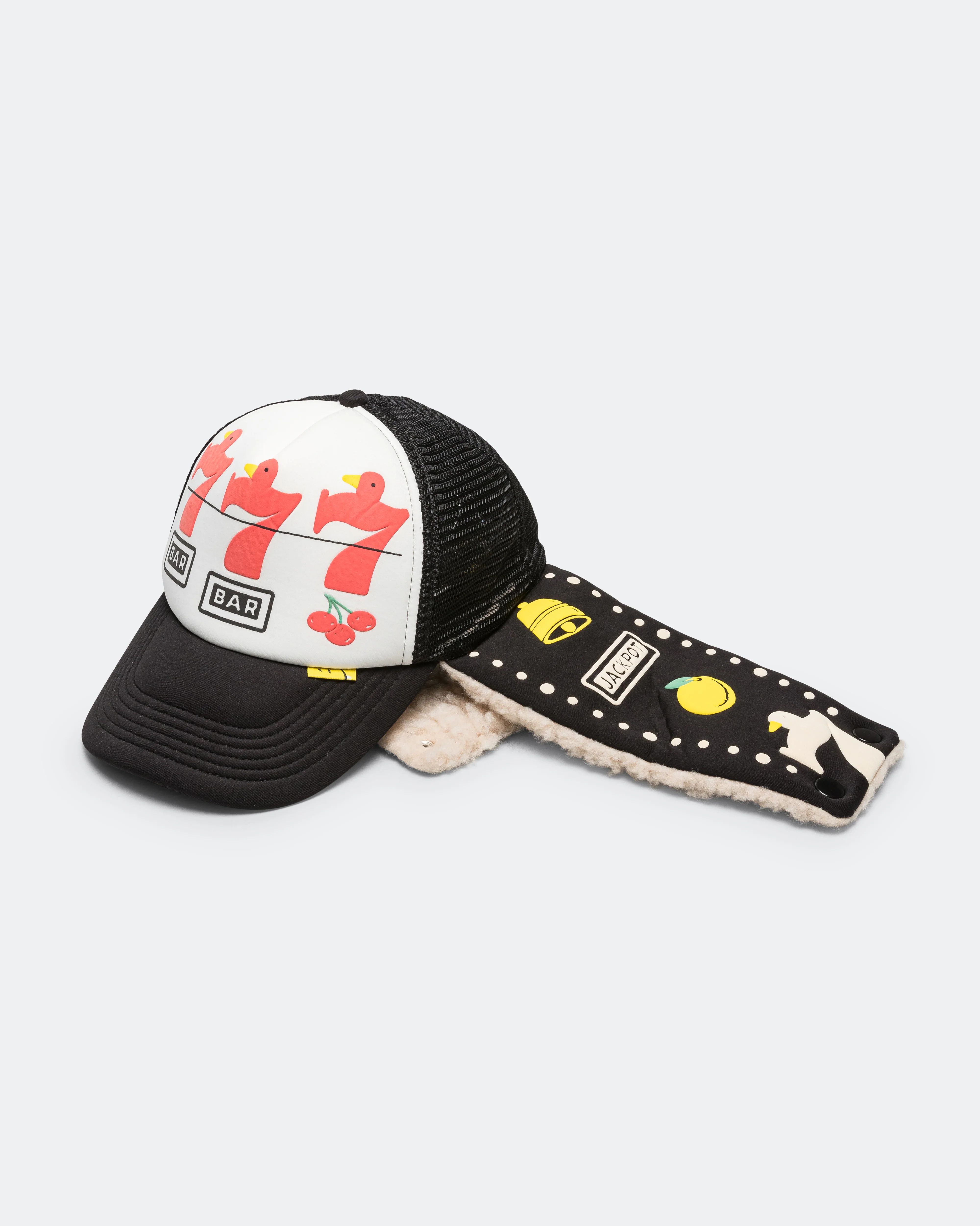 Lucky Bird LUMBER Trucker Cap - White/Black - Image 2