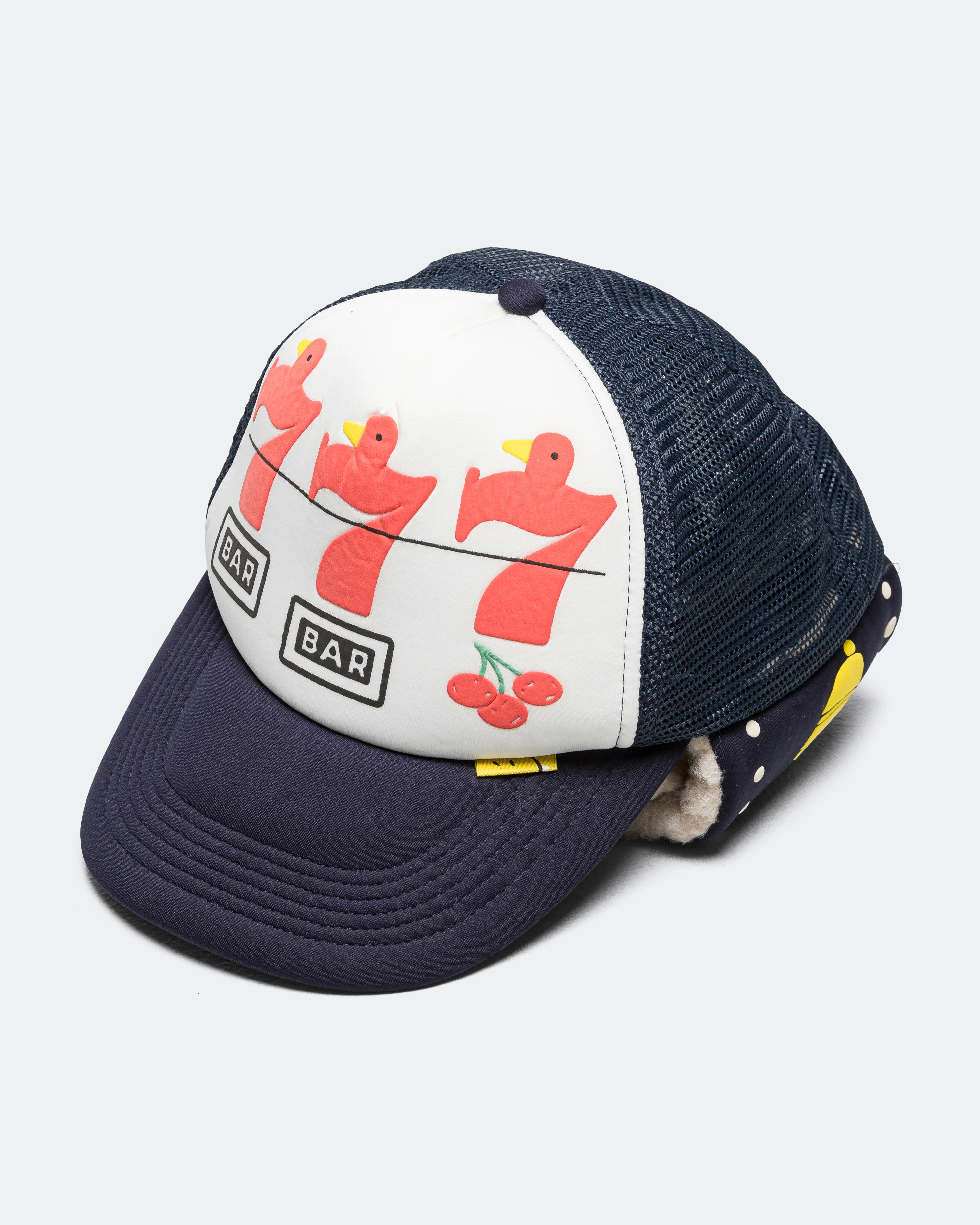 Lucky Bird LUMBER Trucker Cap - White/Navy